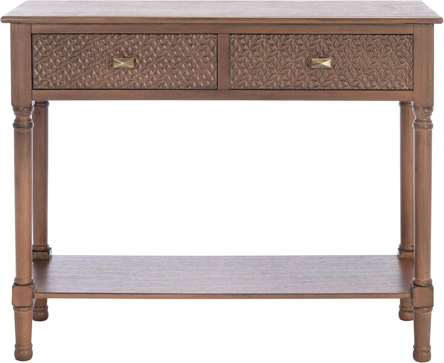 Halton Brown 40" Wood and Metal Console Table with Storage