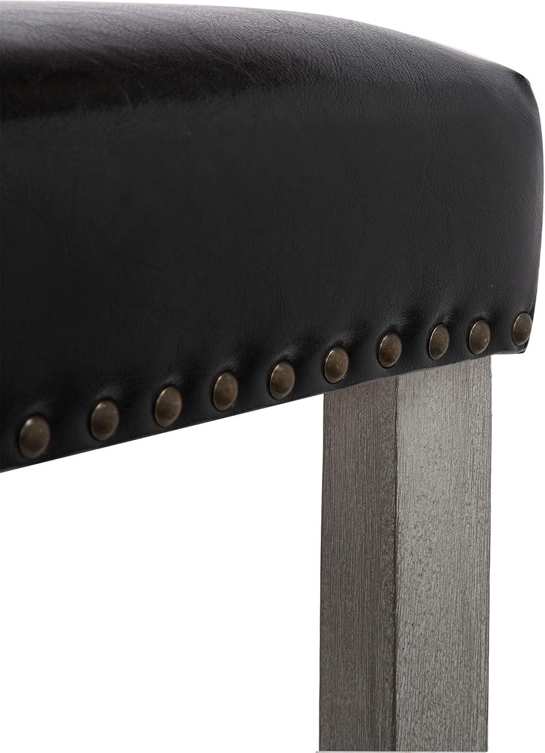 Polytrends Jameson Upholstered Polyester Gray 24 Inch Counter Stool (Set Of 2) Antique Gray/Beige Metal Foam Upholstered Foam Cabin & Lodge