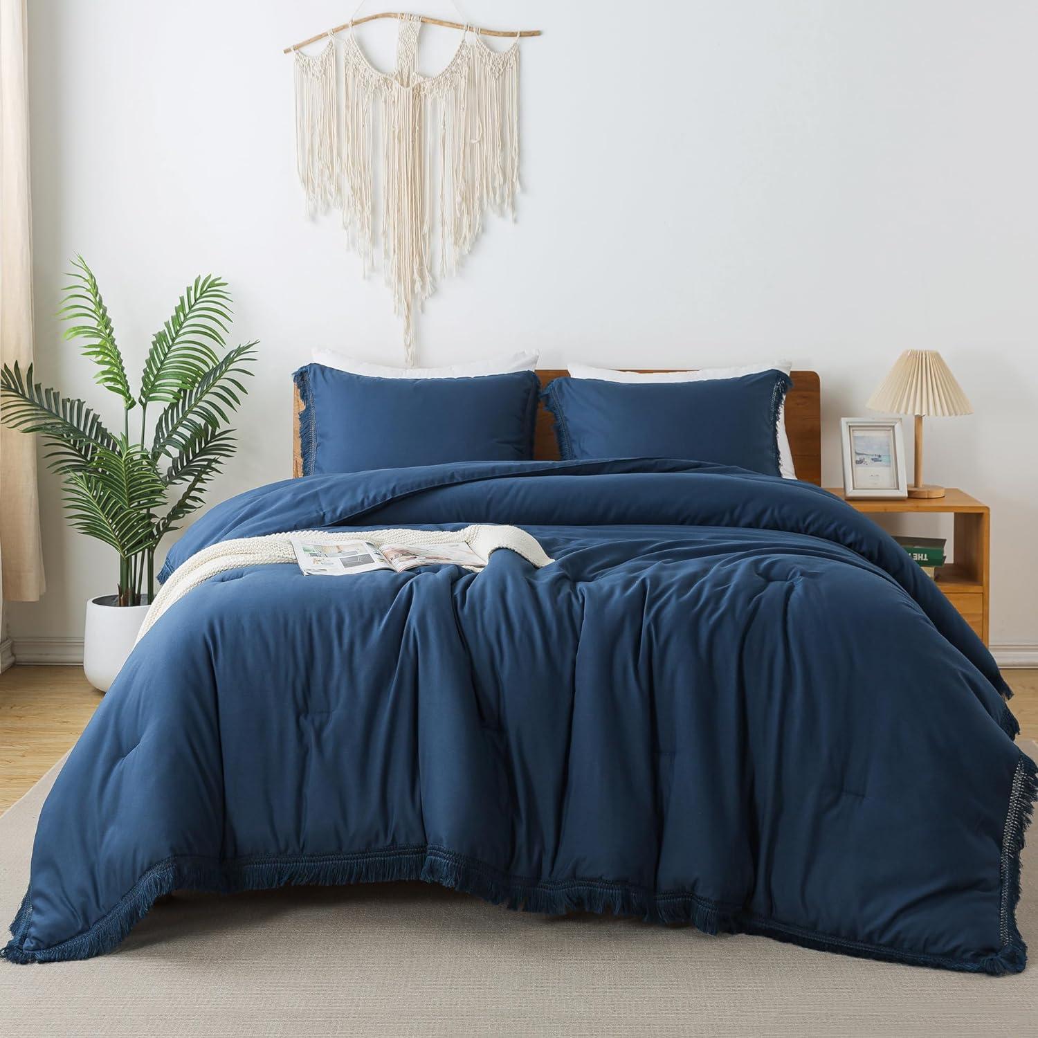 Bedding Comforter Set Navy Blue - 3 Piece - Queen