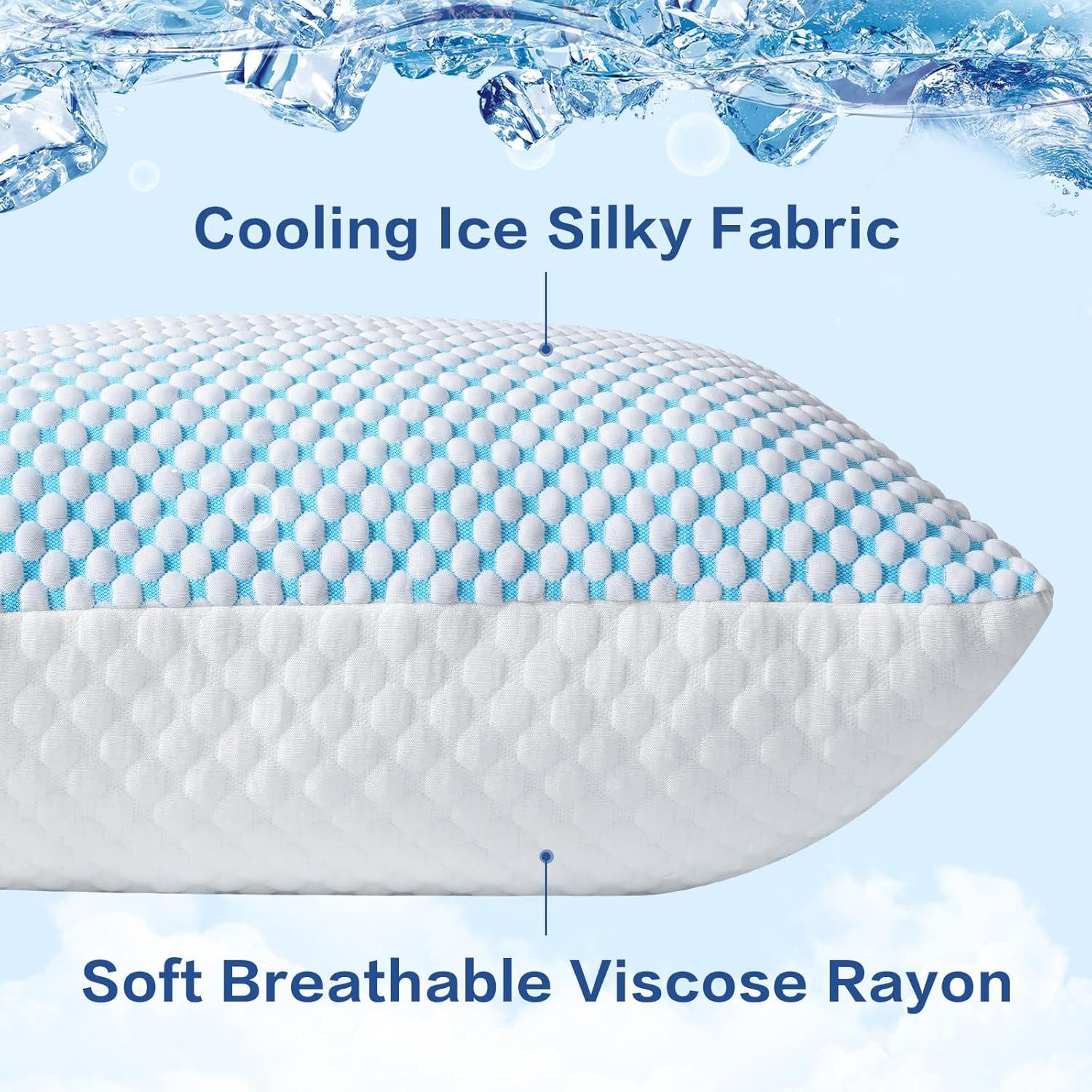 Queen Size Cooling Memory Foam Hypoallergenic Pillows 2-Pack