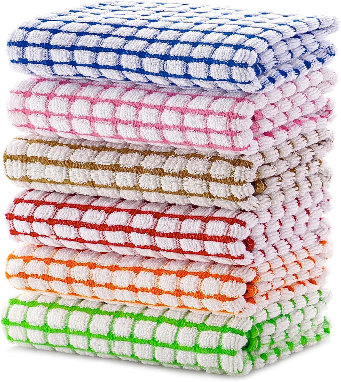 Multicolor Cotton Kitchen Dish Towels Set, 16 x 25 Inch, 6 Pack