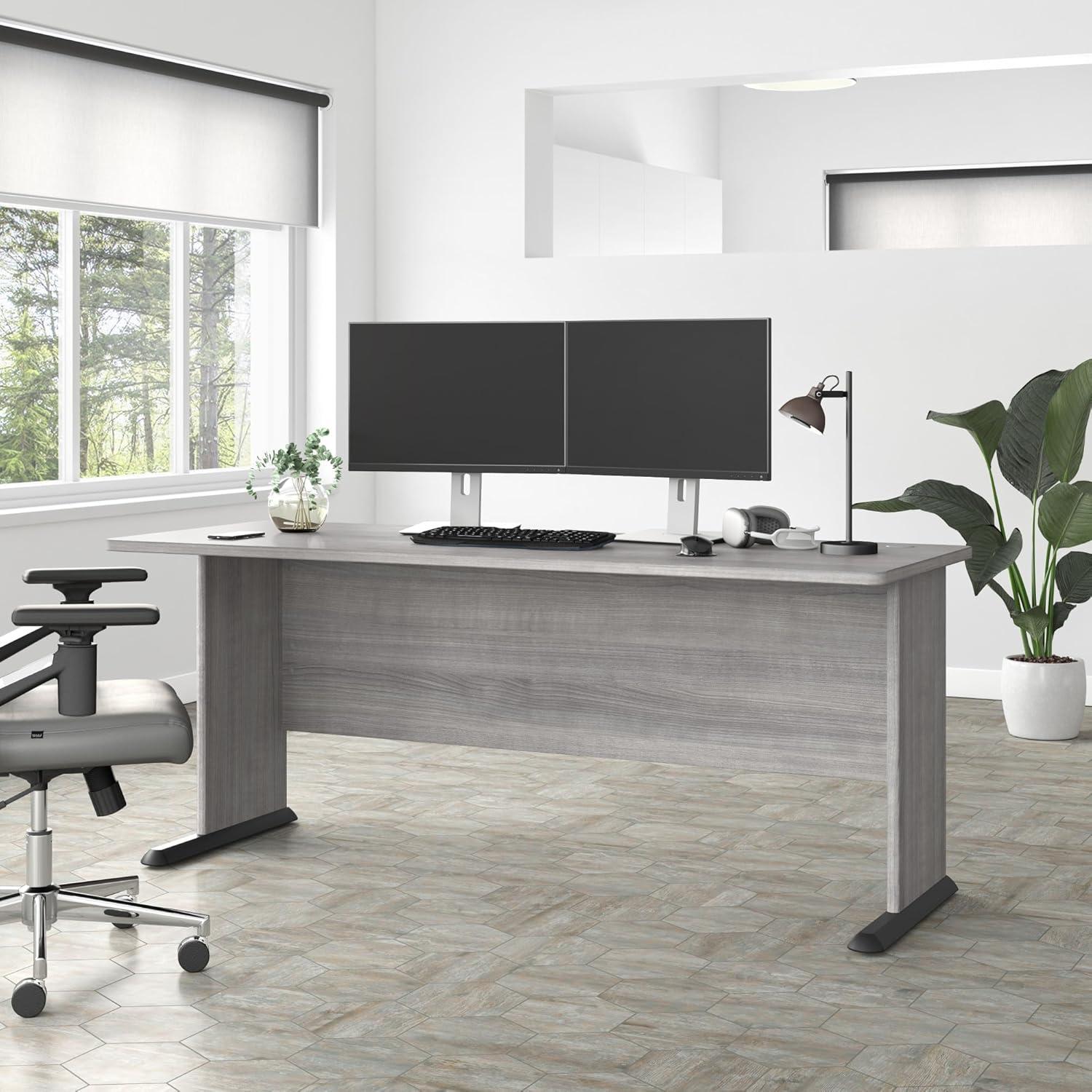 Studio A 72W Computer Desk in Platinum Gray - Engineered Wood