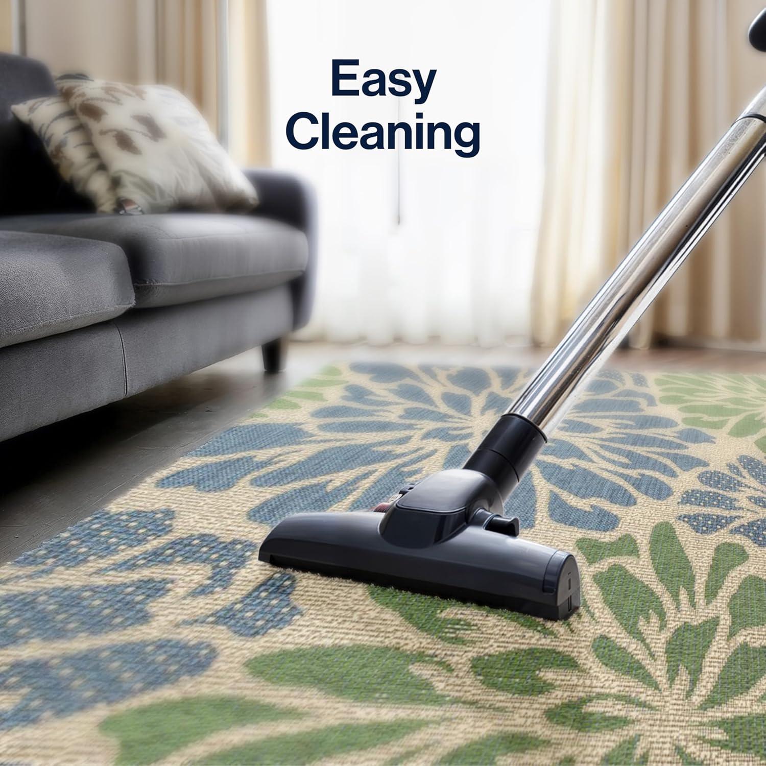 9' X 12' Zinnia Modern Floral Textured Weave Indoor/Outdoor Area Rug, Navy/Green - JONATHAN Y