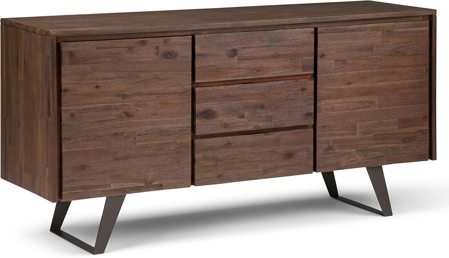 Lowry Distressed Charcoal Brown Solid Acacia & Metal Sideboard Buffet