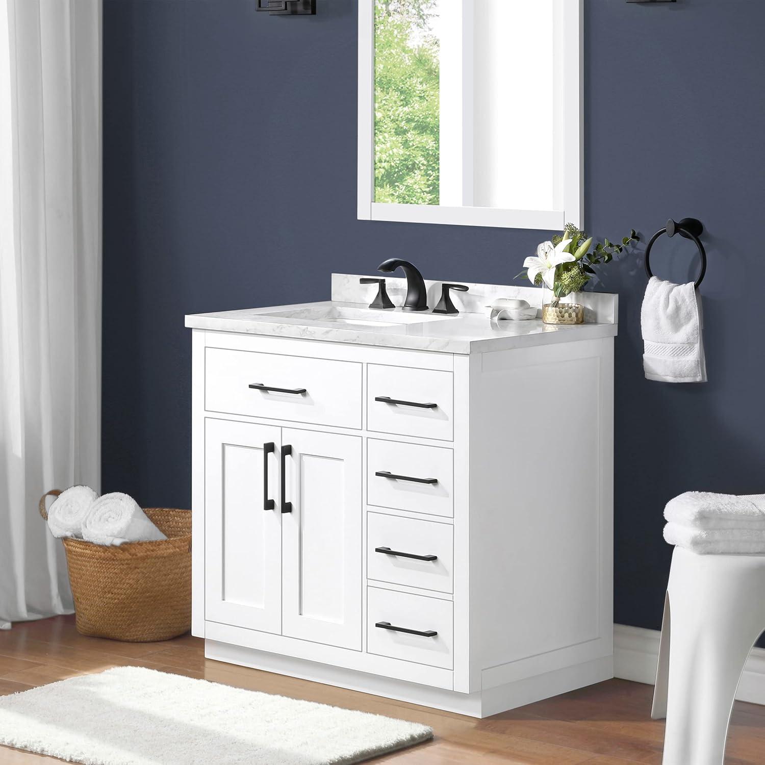 Ove Decors Athea 36 W x 22" D Freestanding Bathroom Vanity with Sink, Pure White