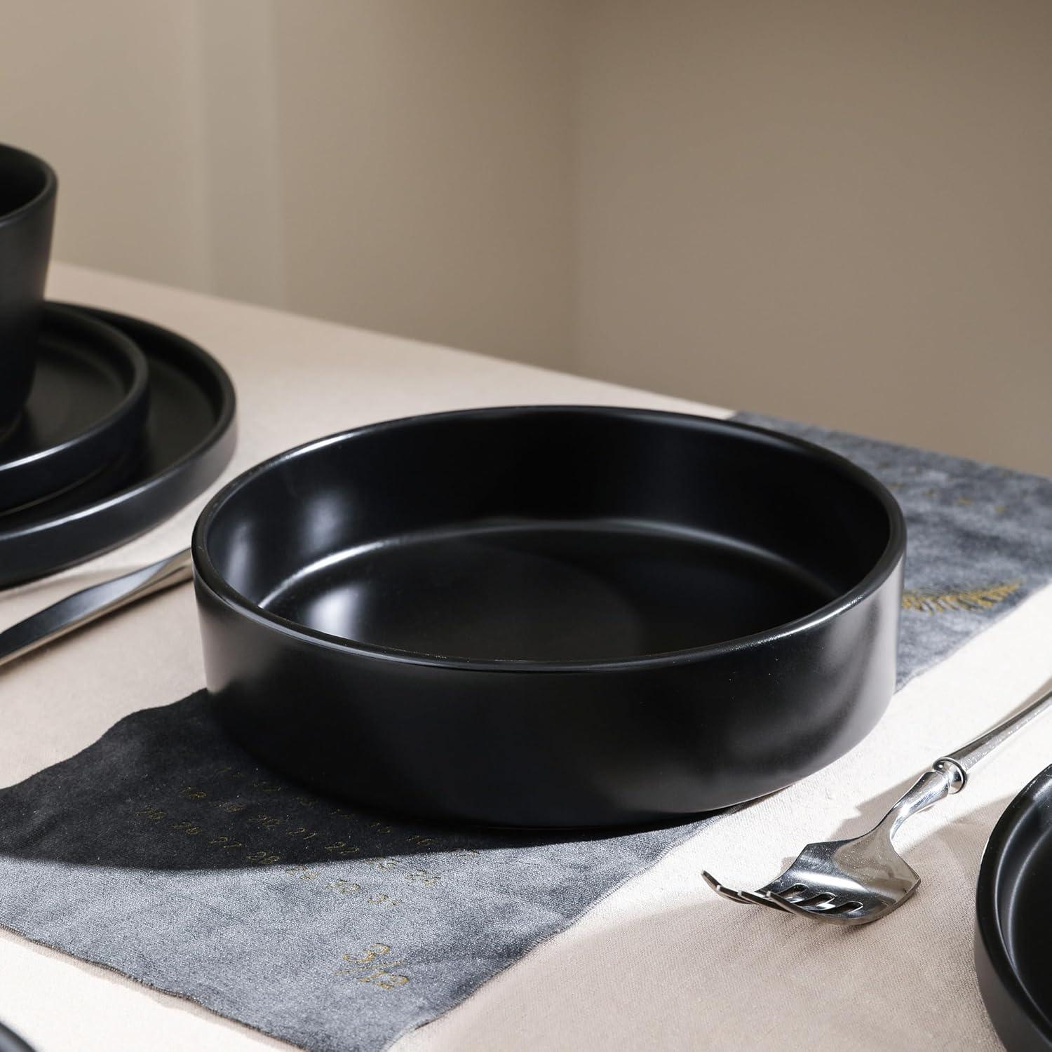 Black Ceramic 32-Piece Dinnerware Set for 8