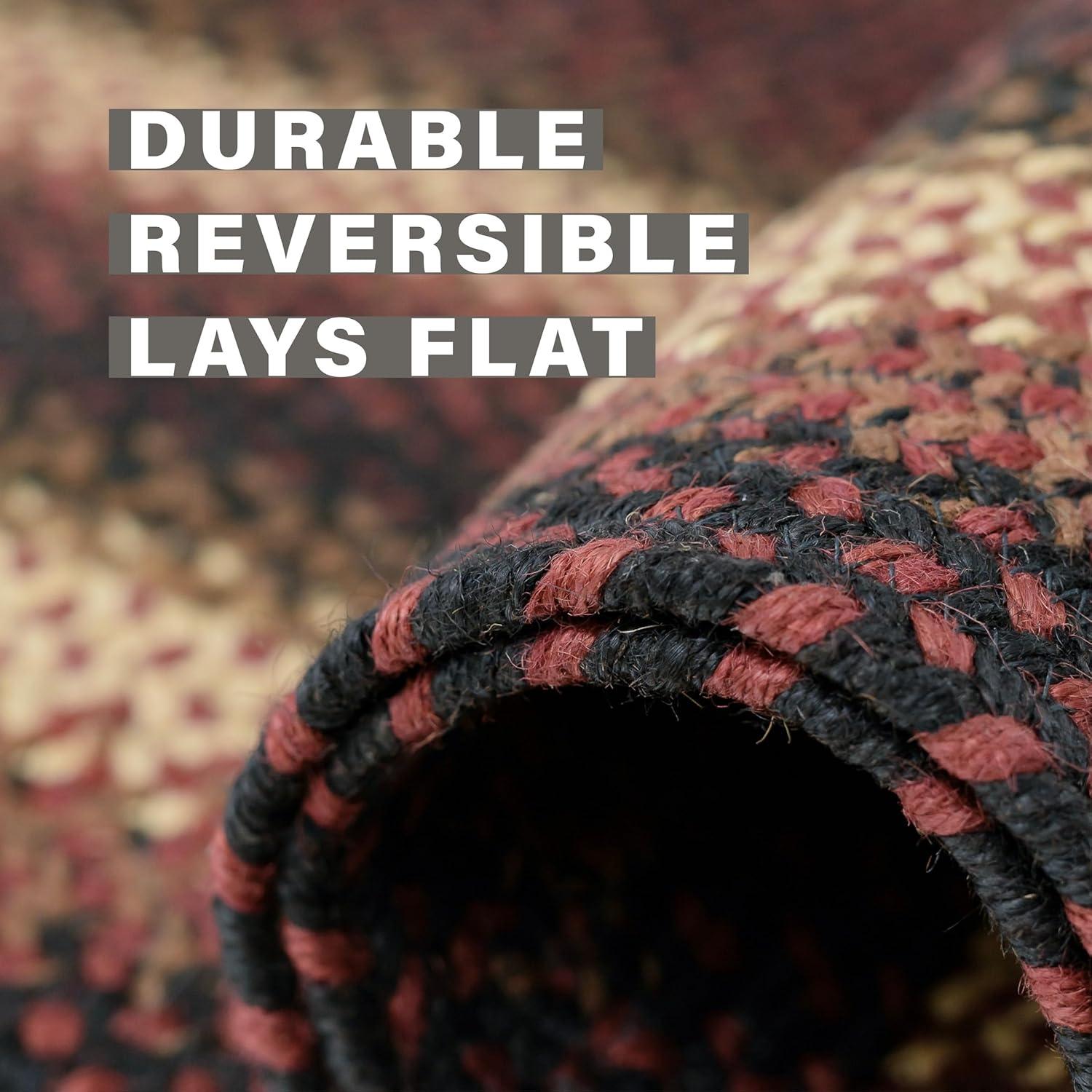 Homespice Midnight Moon Washable 8x10' Rug for Living Room, Bedroom Rug and Dining Room, Indoor-Outdoor Patio Rug Pet Friendly. Decor Style- Farmhouse Rug, Rustic, Country, Black Braided Rug