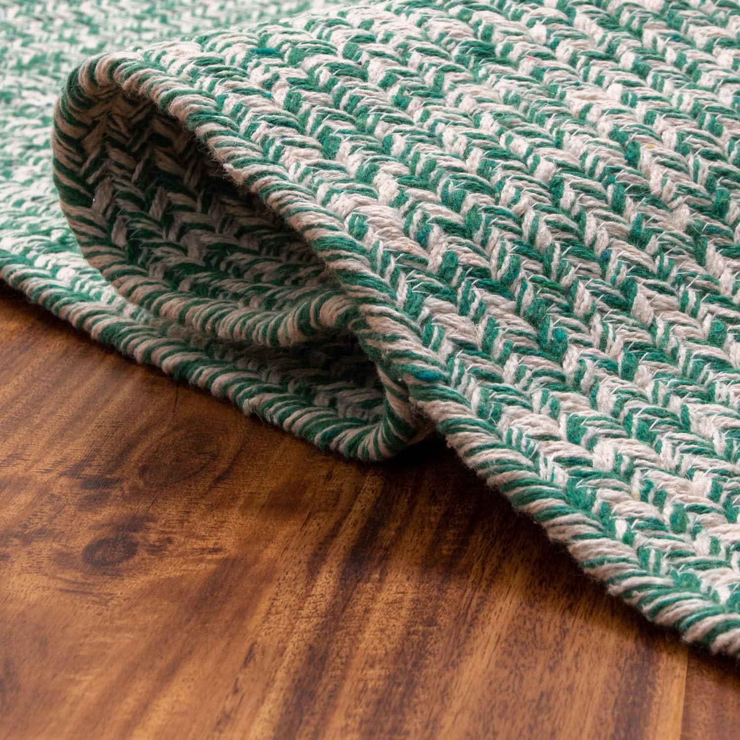 Hand Braided Farmhouse Green Reversible Area Rug