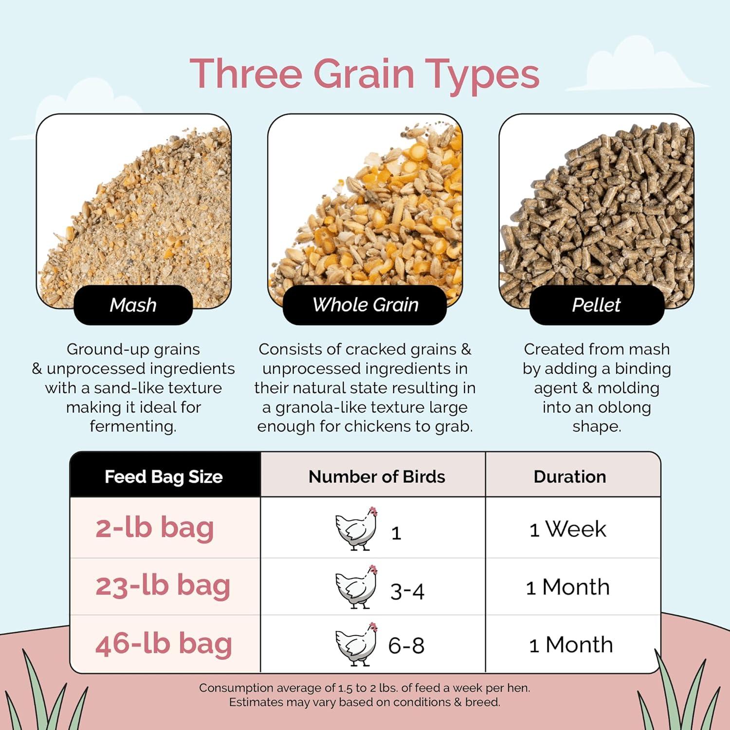 Mile Four | Layer Organic Chicken Feed | 100% US Grown Grains, Certified Organic, Certified Non-GMO, Corn-Free, Soy-Free, Non-Medicated Chicken Food | 16% Protein | Whole Grain | 23 lbs.