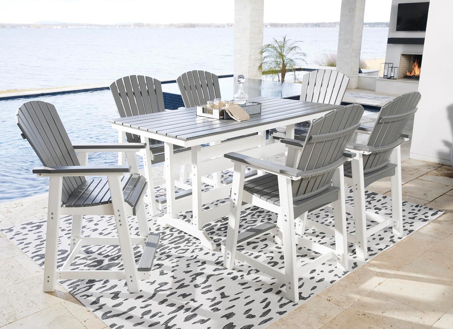 Ashley Furniture Transville Outdoor Plastic Dining Table in Gray and White