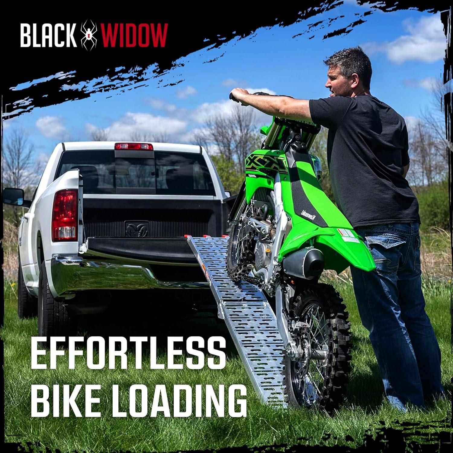 Black Widow Black Widow Aluminum Folding Motorcycle Ramp Arched Plate, Single Runner, Silver
