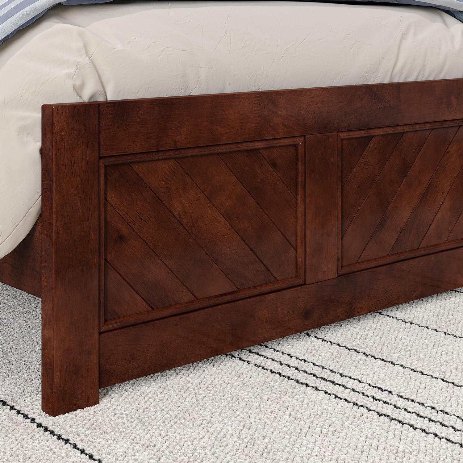 AFI Canyon Walnut Solid Wood Foundation Bed Frame with Matching Footboard, Queen