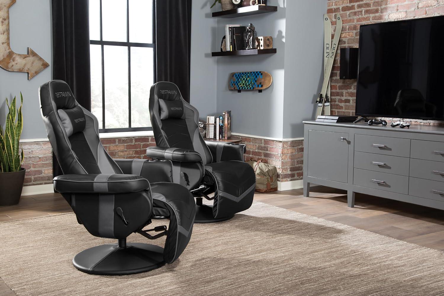 Gray Racing Style Gaming Recliner with Footrest and Cup Holder