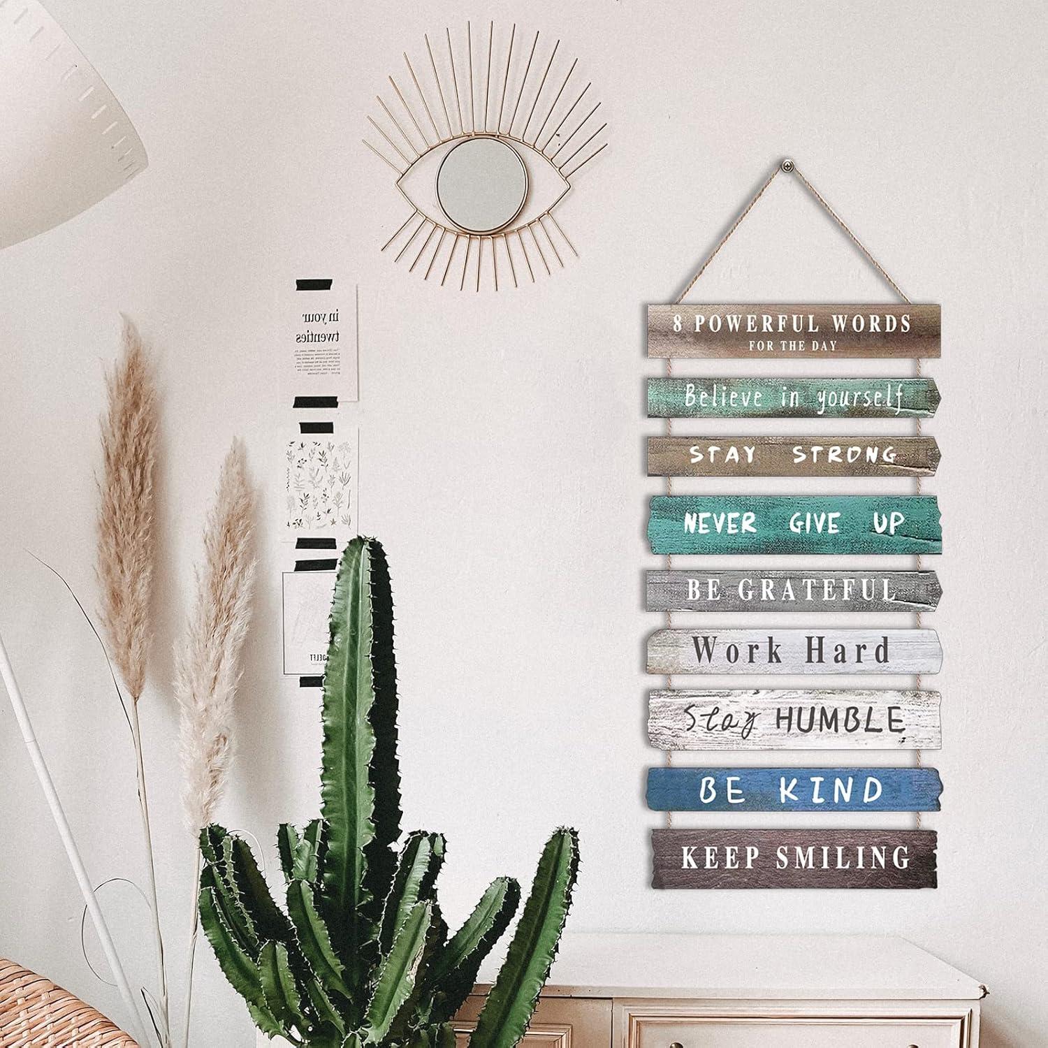 Rustic Wooden Inspirational Quotes Wall Art, 12" x 24"