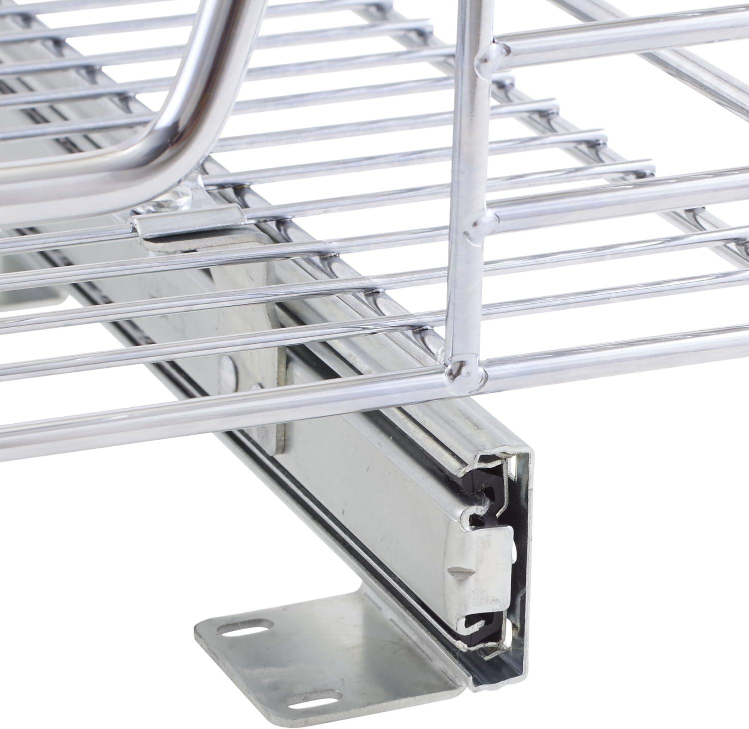 Glidez Multipurpose Chrome-Plated Steel Pull-Out/Slide-Out Storage Organizer for Under Cabinet Use - 1-Tier Design - Chrome