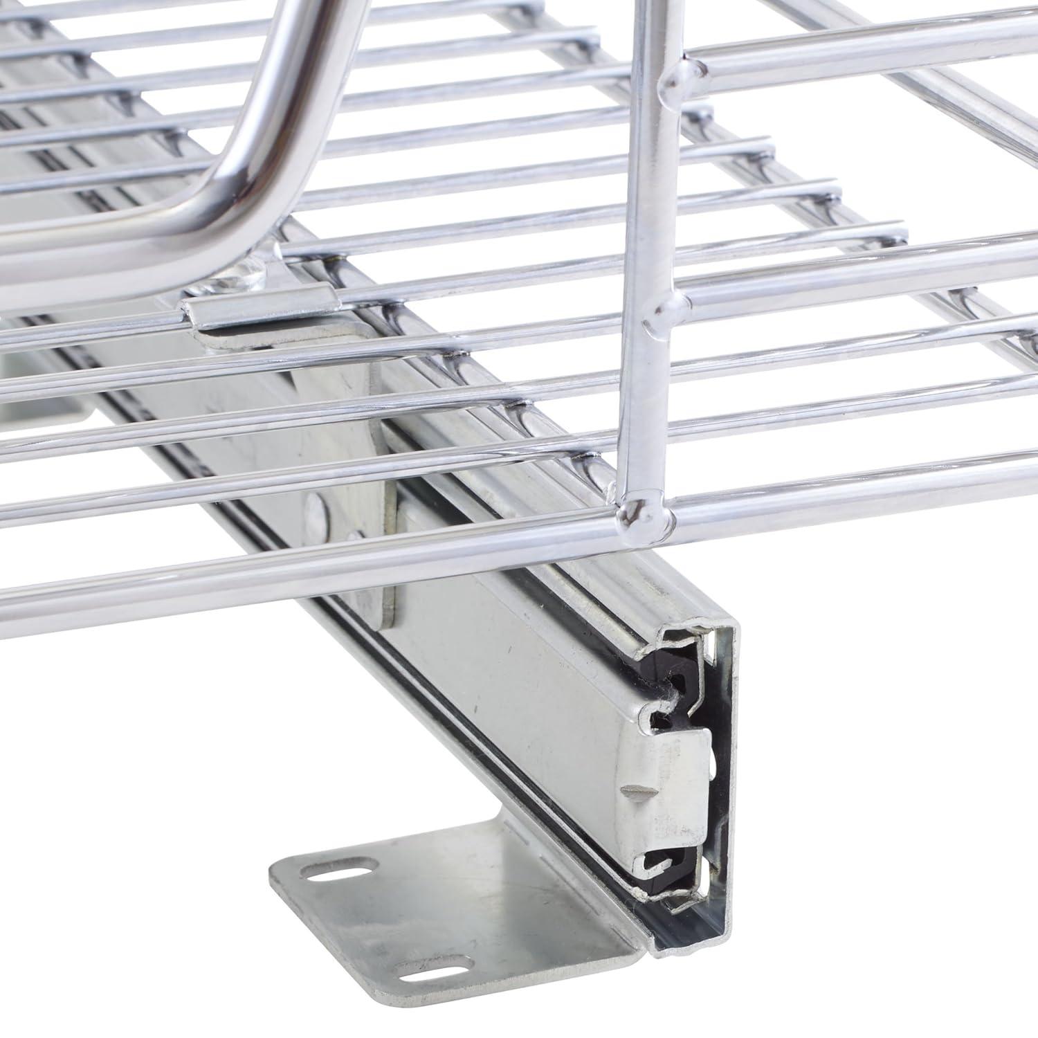 Glidez Multipurpose Chrome-Plated Steel Pull-Out/Slide-Out Storage Organizer for Under Cabinet Use - 1-Tier Design - Chrome