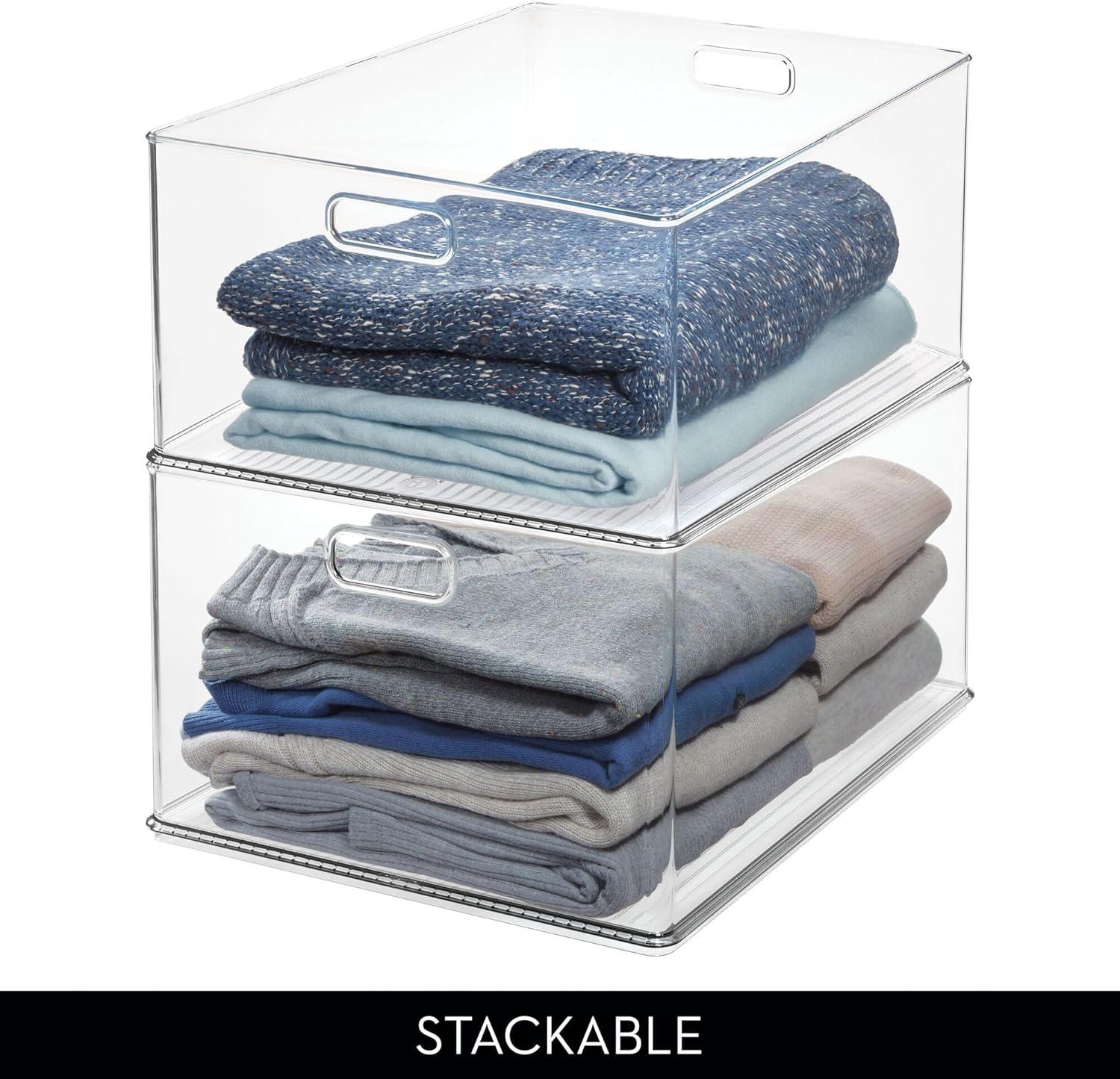 InterDesign iDesign Recycled Plastic Stackable Storage Bin with Handles - Clear
