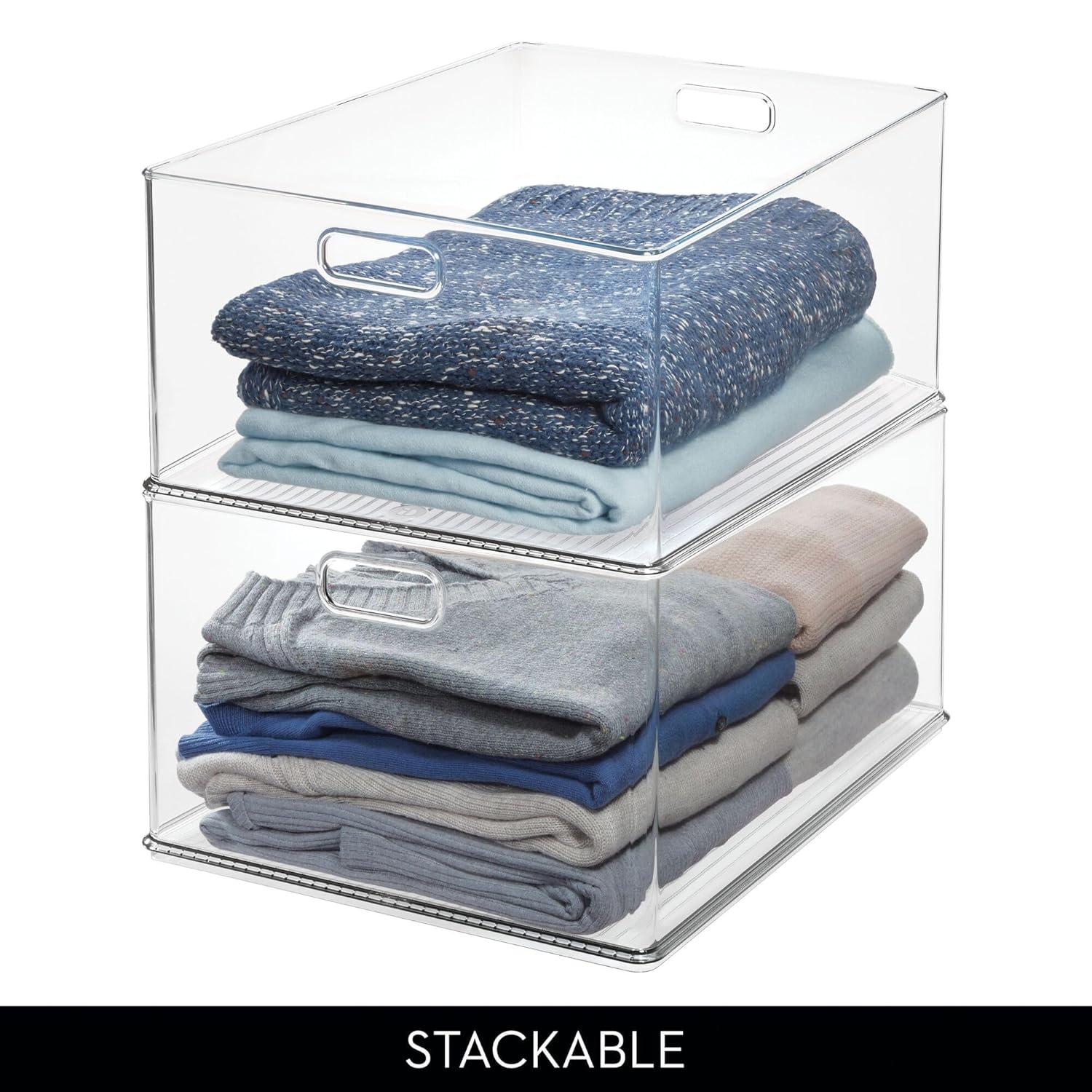 InterDesign iDesign Recycled Plastic Stackable Storage Bin with Handles - Clear