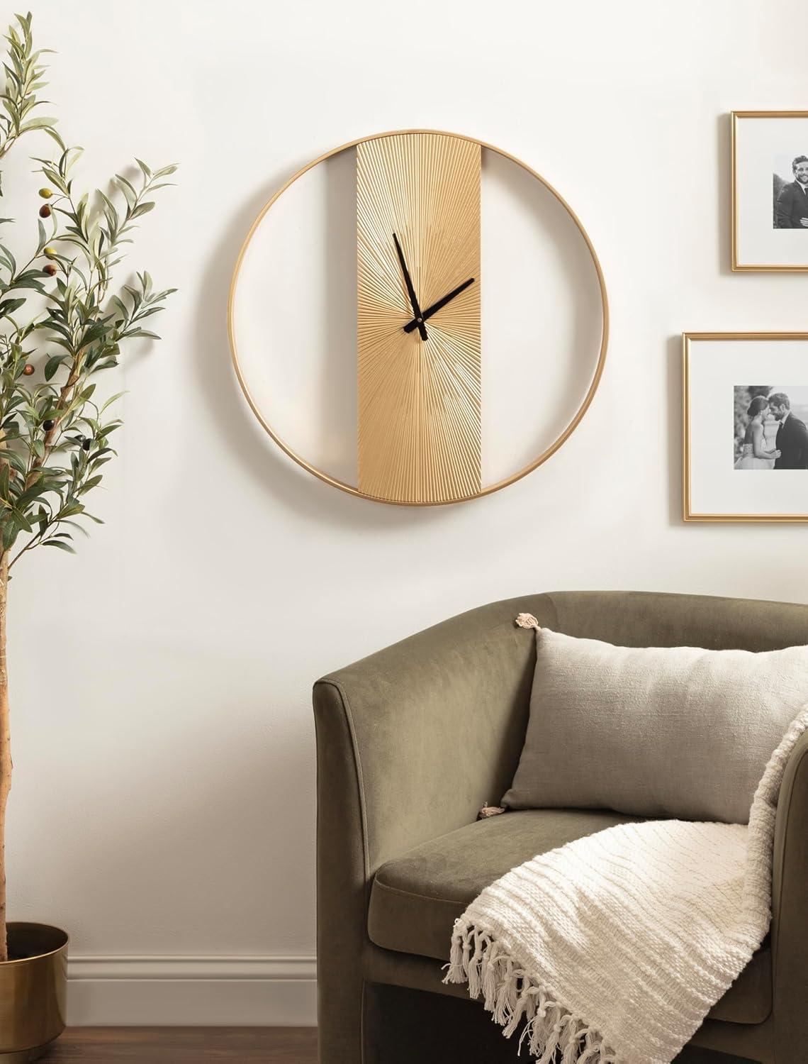 Kate & Laurel All Things Decor 24" Ladd Round Numberless Wall Clock Black