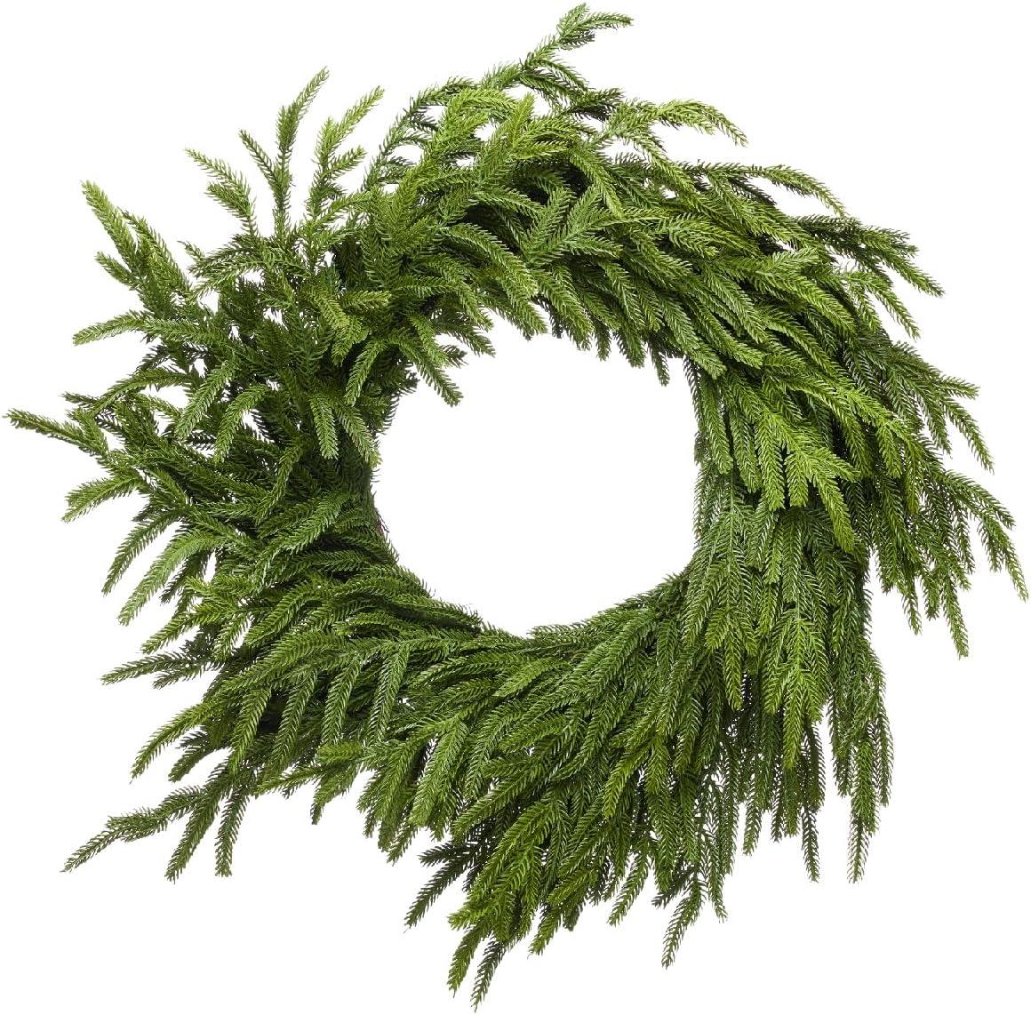 24" Green Real Touch Artificial Norfolk Pine Christmas Wreath