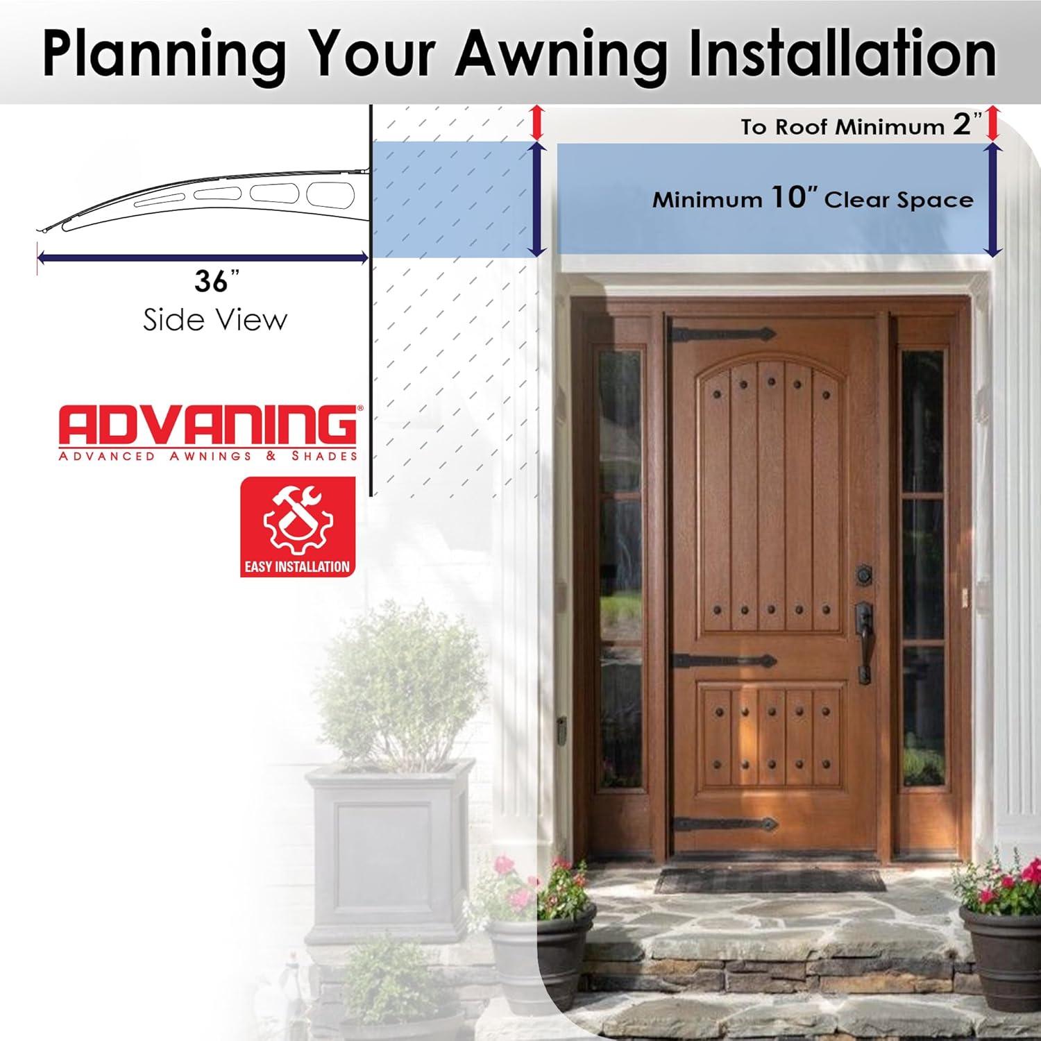 PA Series 2' 11 13/32" D Convex Door Awning