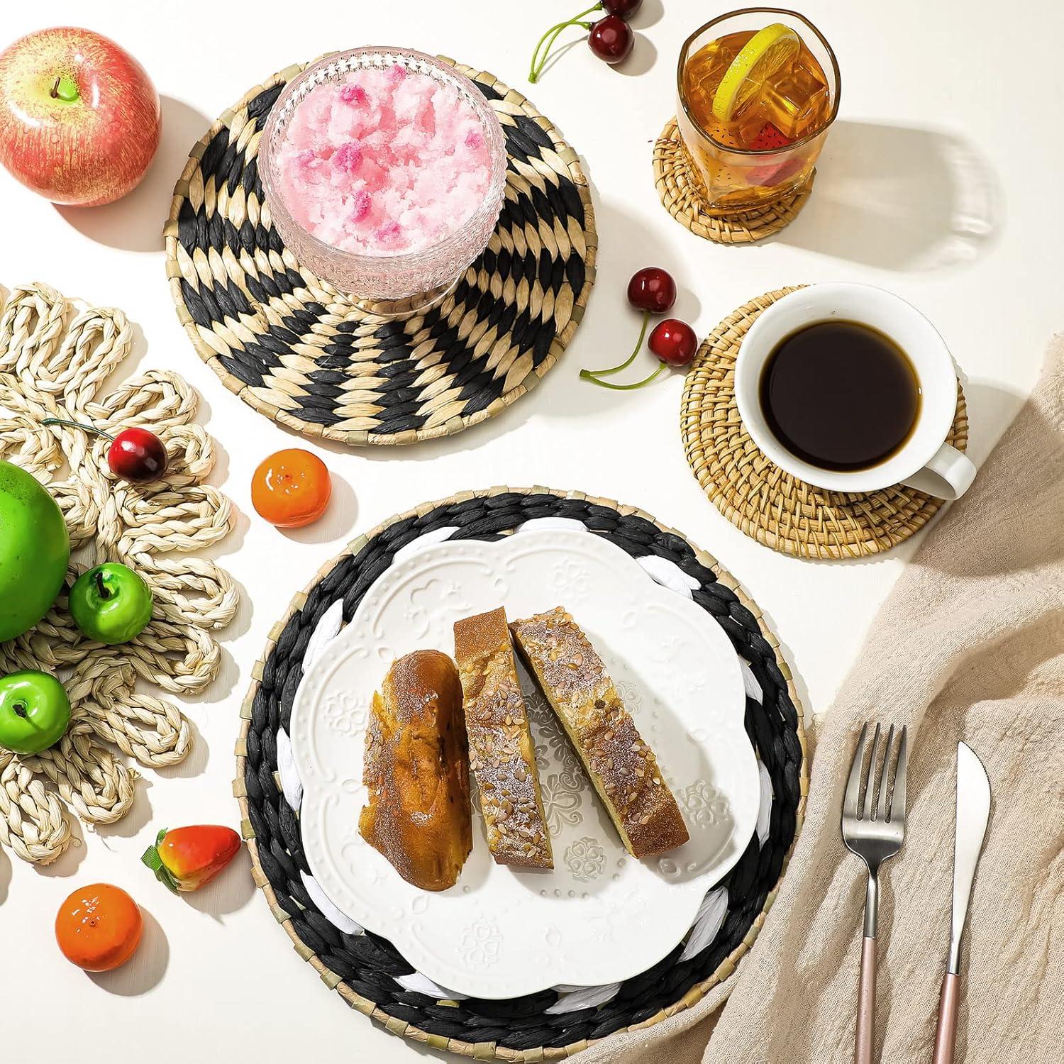 Tatuo 11 Pcs Boho Wall Basket Decor Decorative Bulrush Woven Basket Wall Decor Art Round Farmhouse Hanging Baskets for Kitchen Rustic Home Summer Decorations, Multi Sizes(Retro)