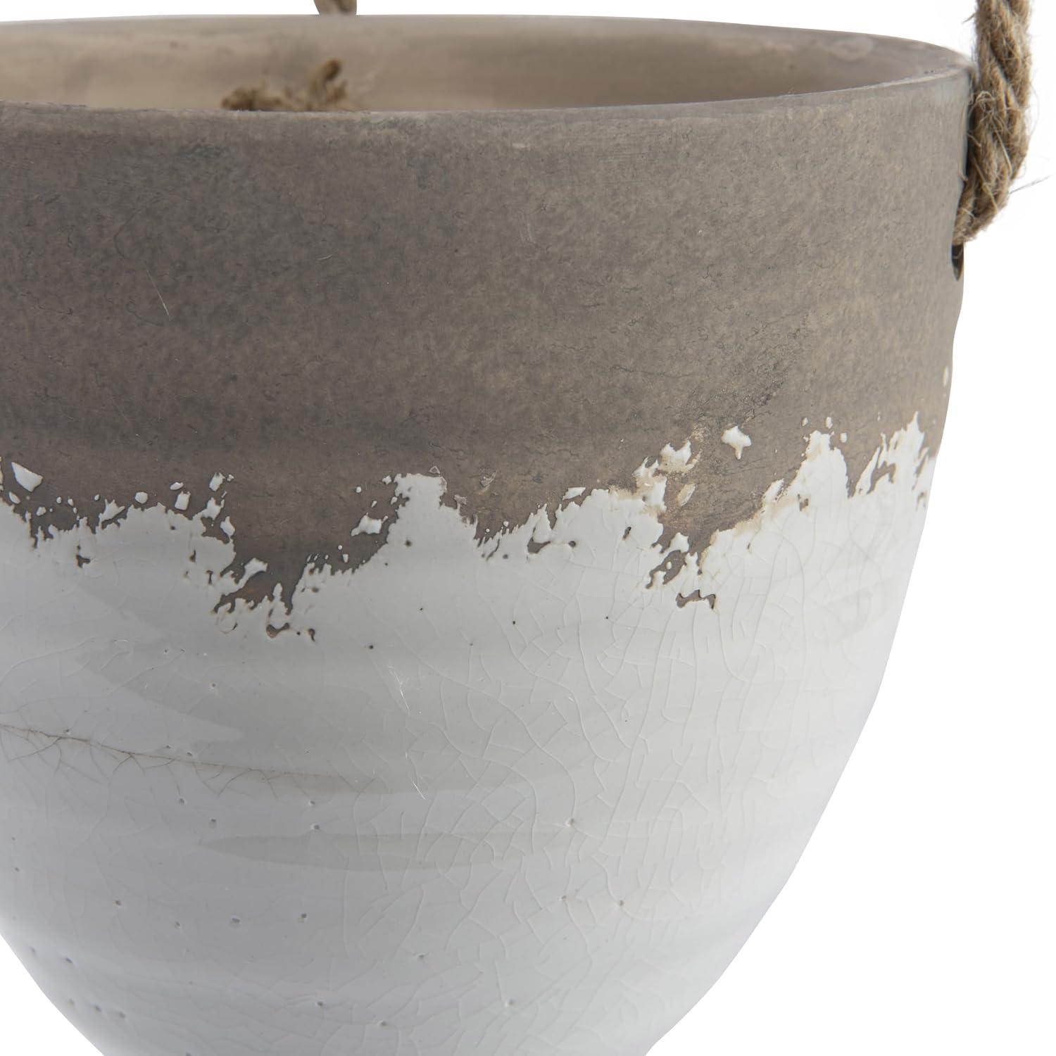 Jute Hanging Planter (8.5") - Storied Home: Indoor Bohemian Stoneware, No Assembly, Ceiling Mount