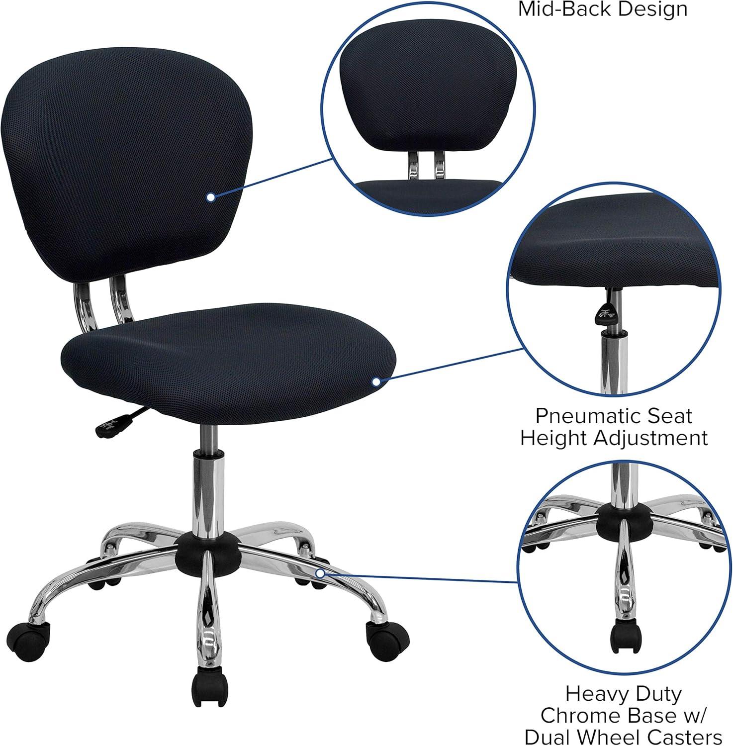 Ergonomic Mid-Back Mesh Swivel Task Chair in Gray with Chrome Base