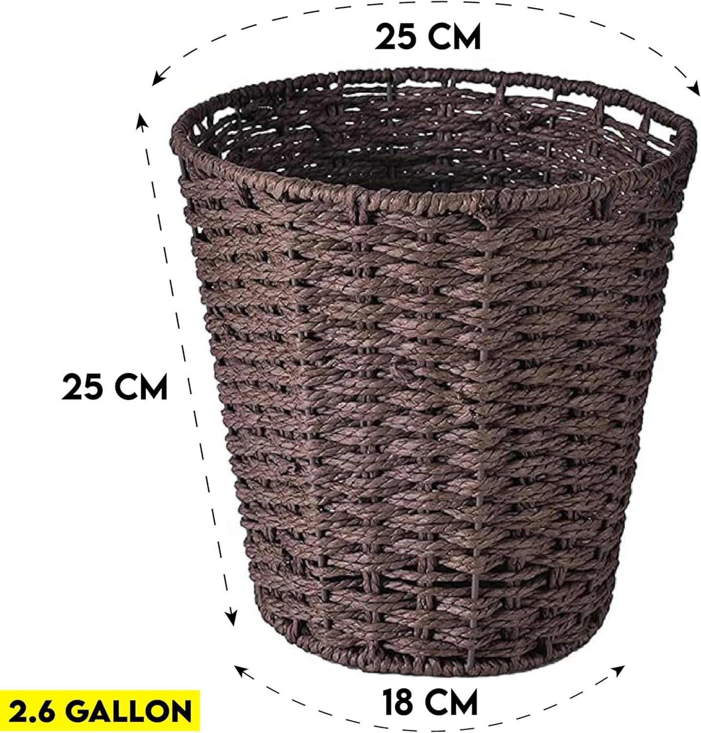 Brown Wicker Style Plastic Waste Paper Bin for Bathroom