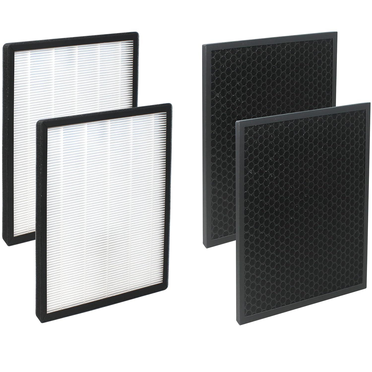 LifeSupplyUSA 2-in-1 True HEPA Air Cleaner Replacement Filter + Activated Carbon Charcoal Compatible with Hathaspace HSP001 Smart Air Purifiers