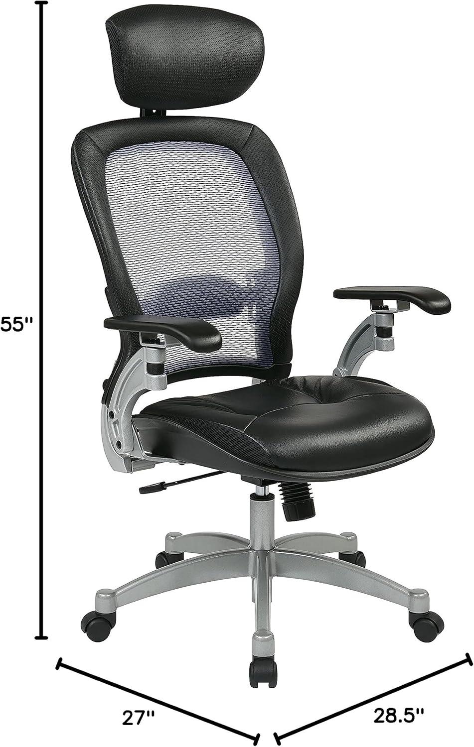 Office Star Space Seating Executive Bonded Leather Office Chair in Black