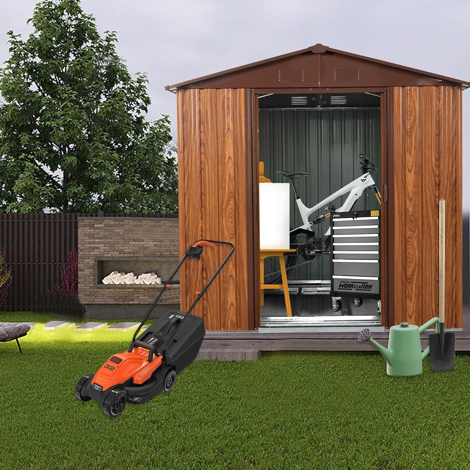 Kadyn Heavy Duty Storage House,Tool Shed Storage House, 6ft x 6ft Outdoor Metal Storage Shed with Metal Floor Base ,With window