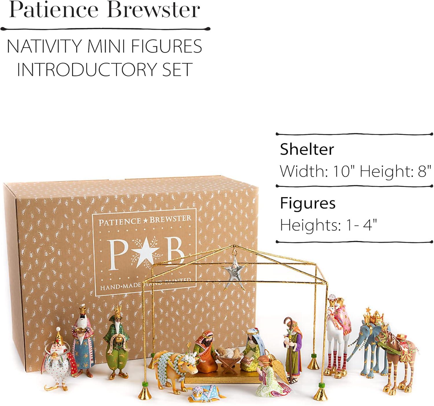 Colorful Miniature Nativity Set with Gold Accents, 13 Pieces