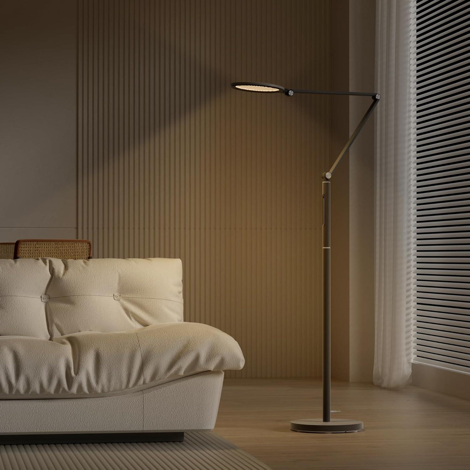 Black Adjustable LED Floor Lamp with Remote Control