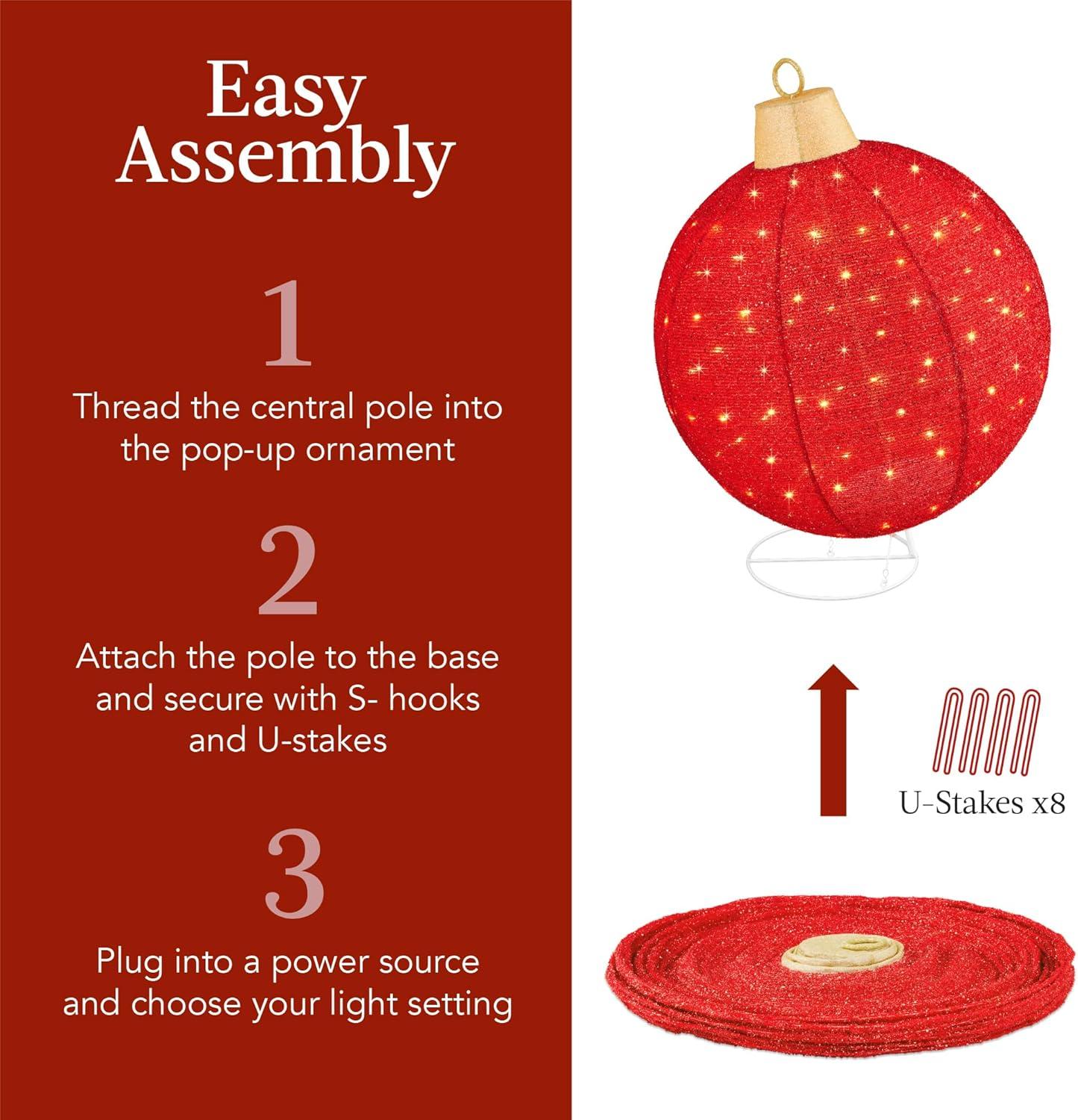 Large Red and White LED Lighted Outdoor Ornament Set