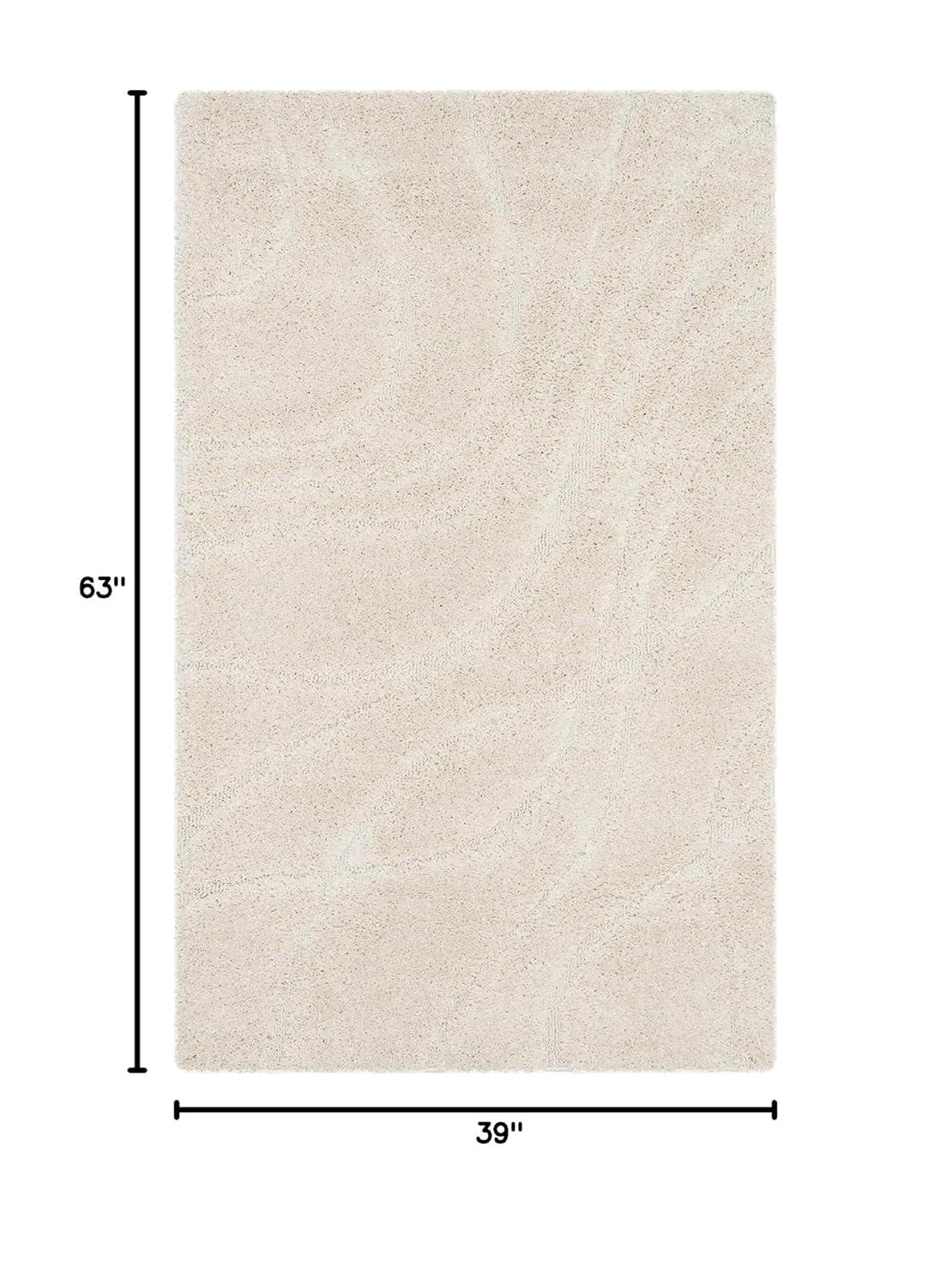 Florida Shag SG471 Power Loomed Indoor Accent Rug - Creme/Creme - 3'3"x5'3" - Safavieh