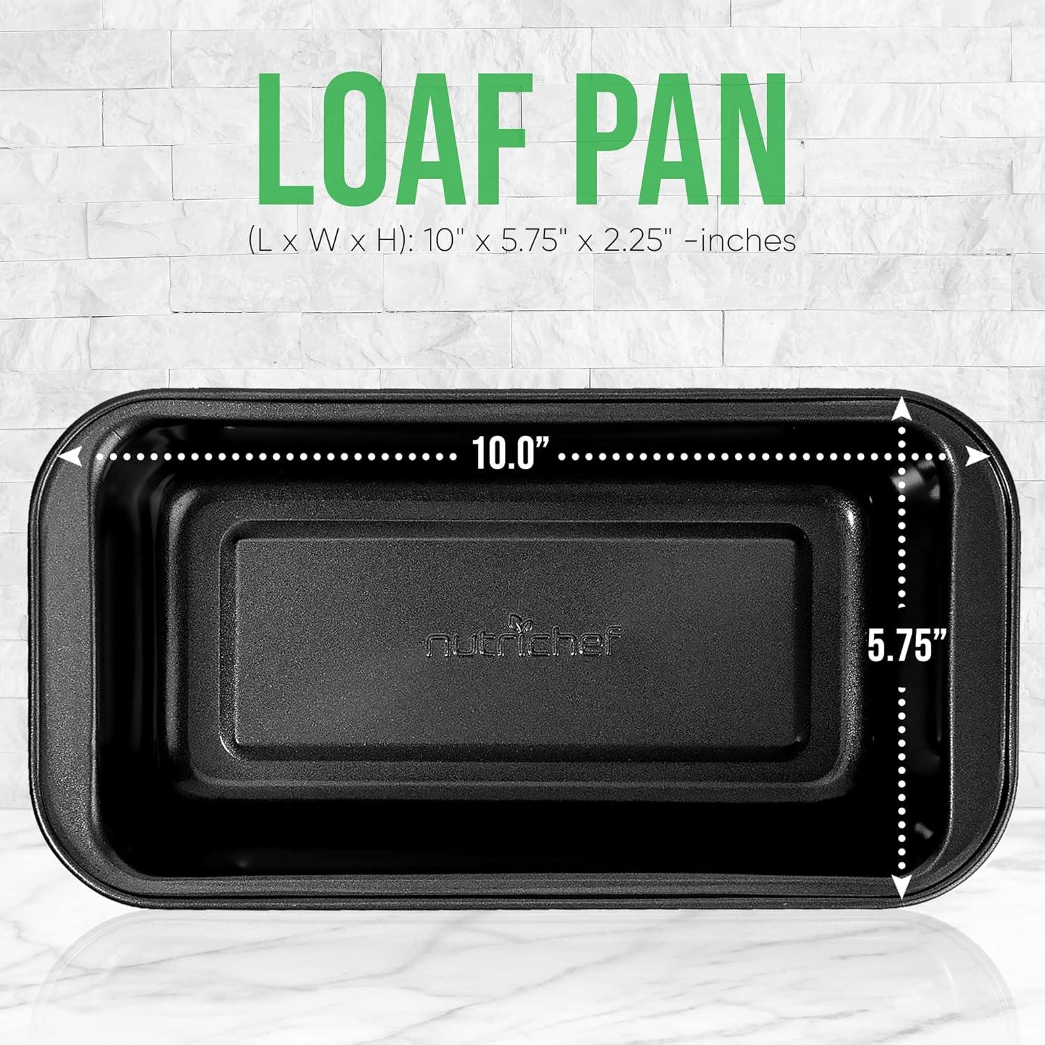 NutriChef Non-Stick Loaf Pan - Deluxe Nonstick Gray Coating Inside and Outside