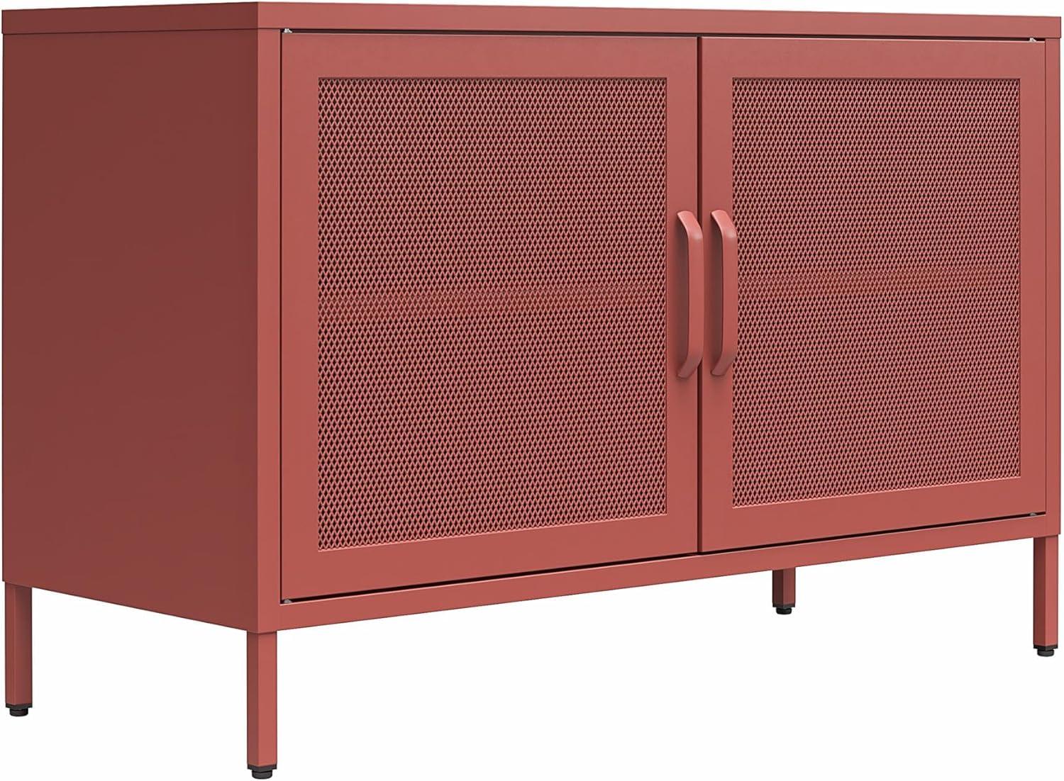 Terracotta Metal Mesh 2-Door Adjustable Storage Cabinet