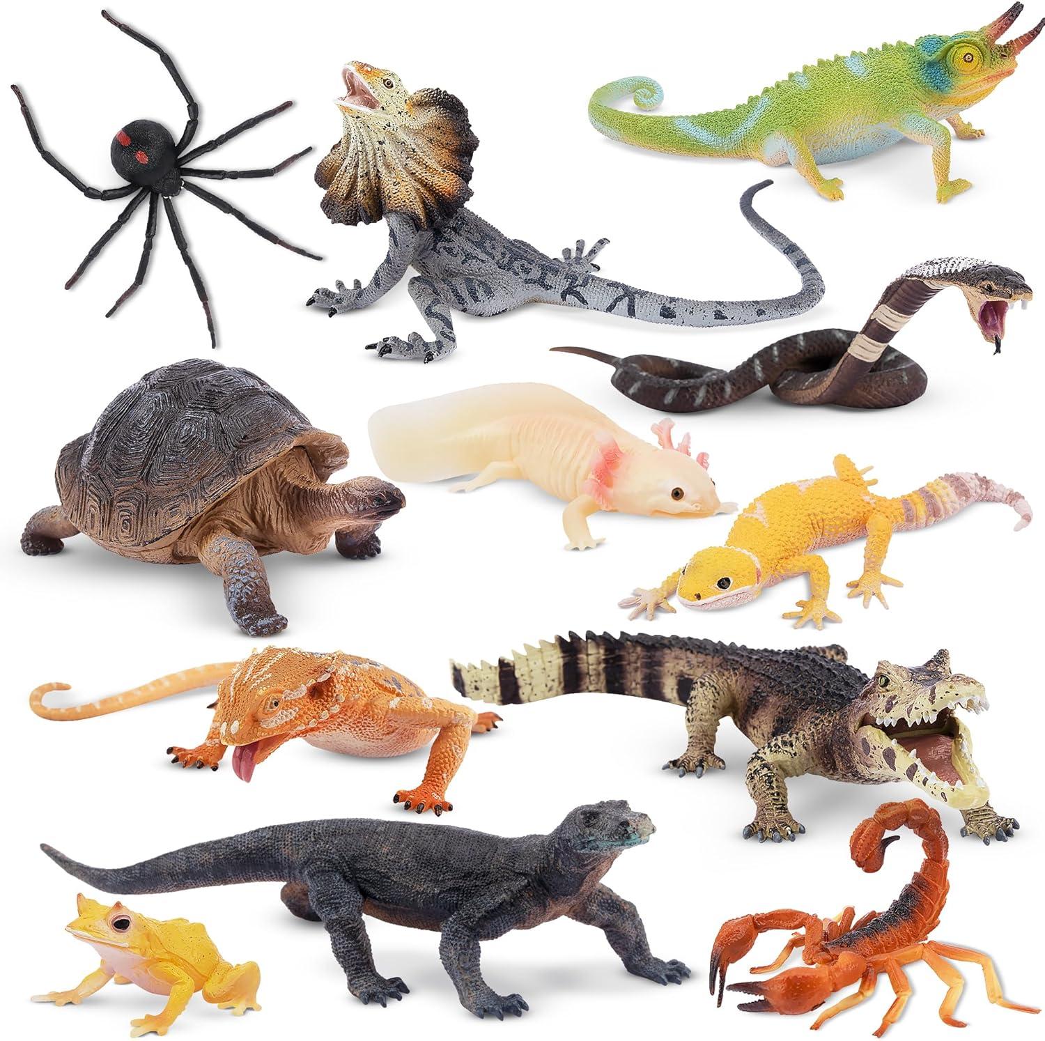 Toymany 12-Piece Reptile and Amphibian Figurine Set