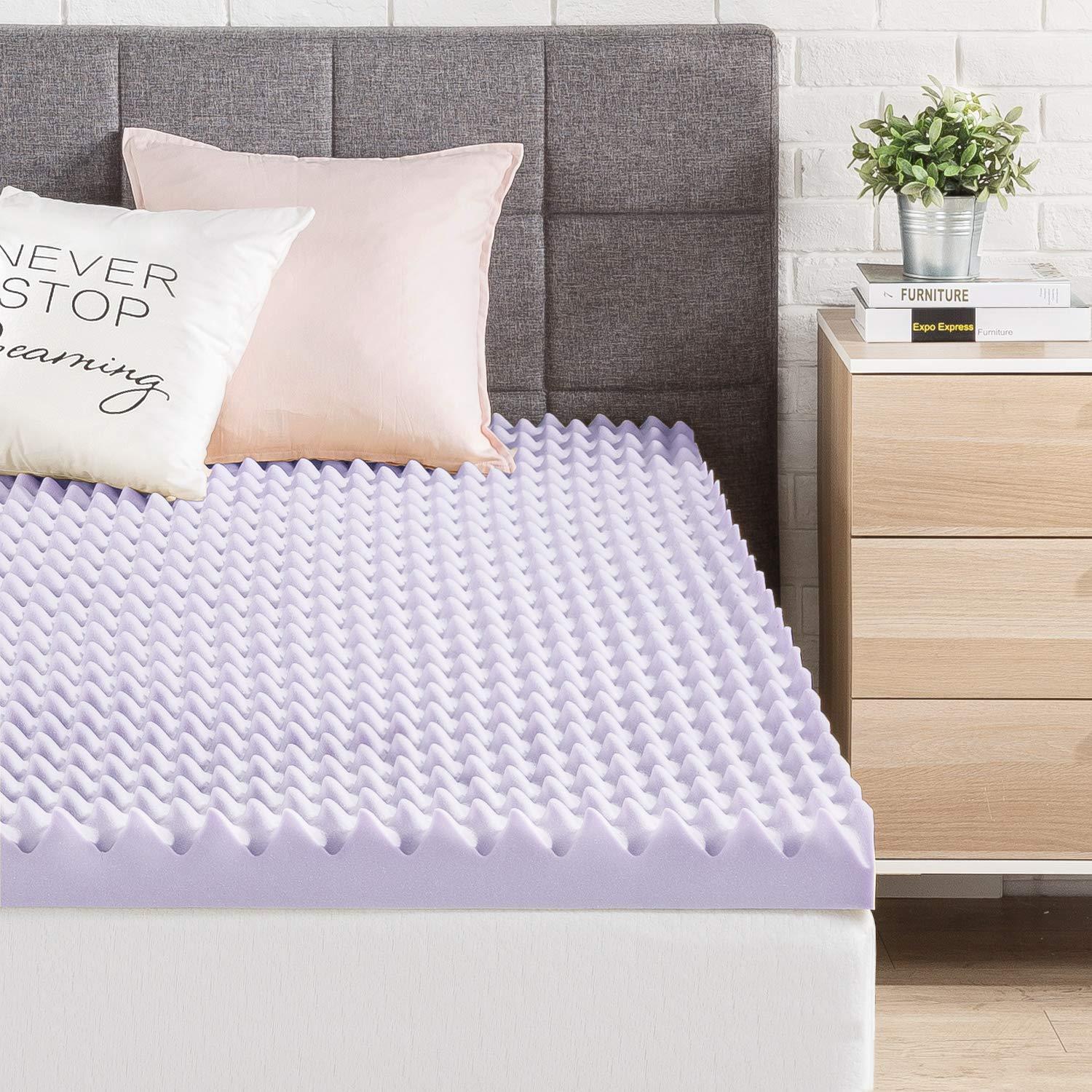 BDEUS 3 inch Gel Cooling Memory Foam Mattress Topper, Memory Foam Egg Crate Mattress Topper, CertiPUR-US Certified, Full Size