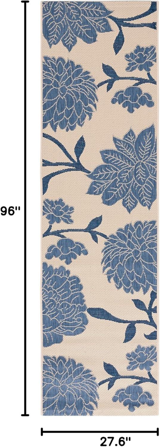 Courtyard CY7321 Power Loomed Indoor and Outdoor Runner Rug - Beige/Blue - 2'3"x8' - Safavieh