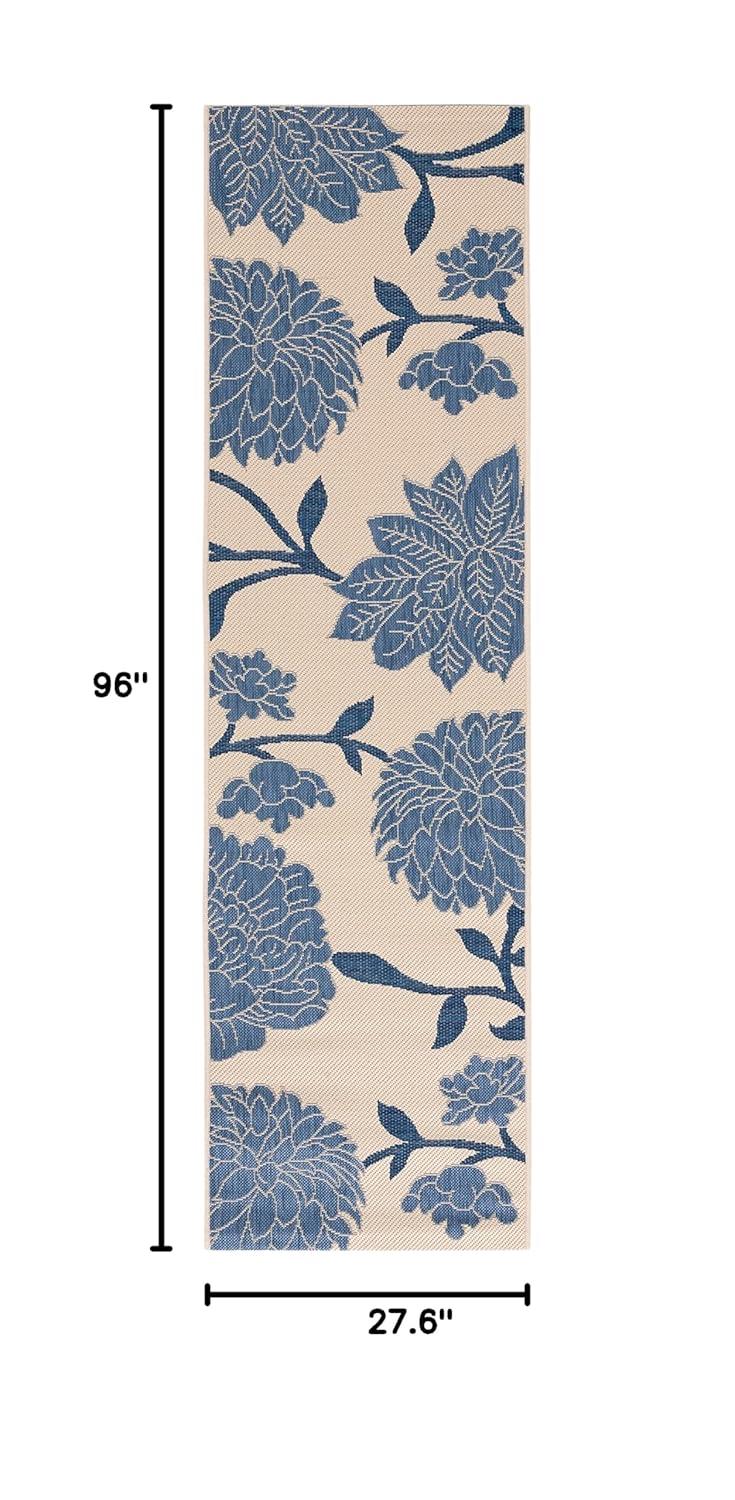 Courtyard CY7321 Power Loomed Indoor and Outdoor Runner Rug - Beige/Blue - 2'3"x8' - Safavieh