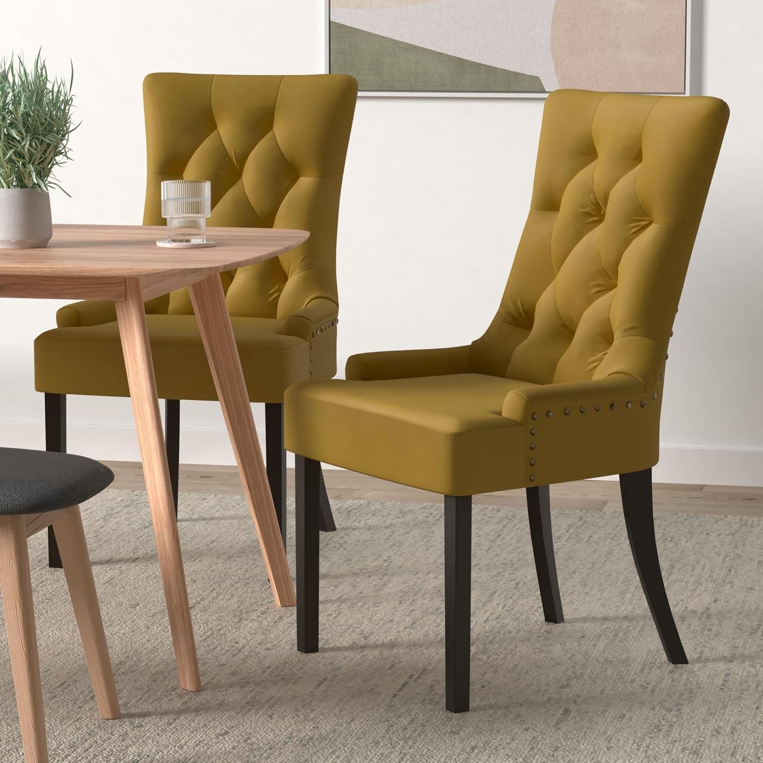 22" Farren Accent Chair Yellow Velvet/Espresso Finish - Acme Furniture
