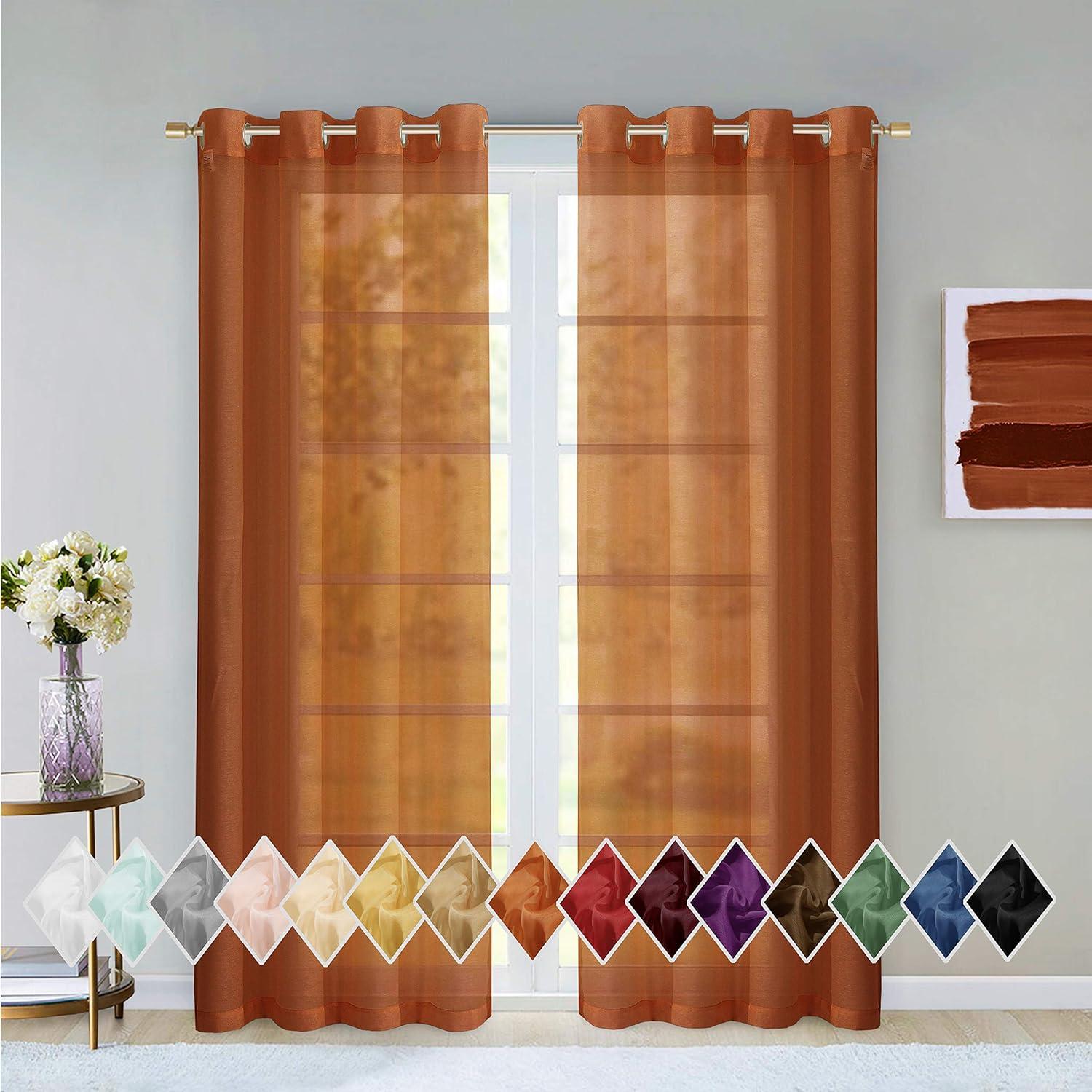 Dainty Home Solid Sheer Curtains for Living Room and Bedroom 110"W x 84"L Window Sheers Window Drapes (Set of 2)