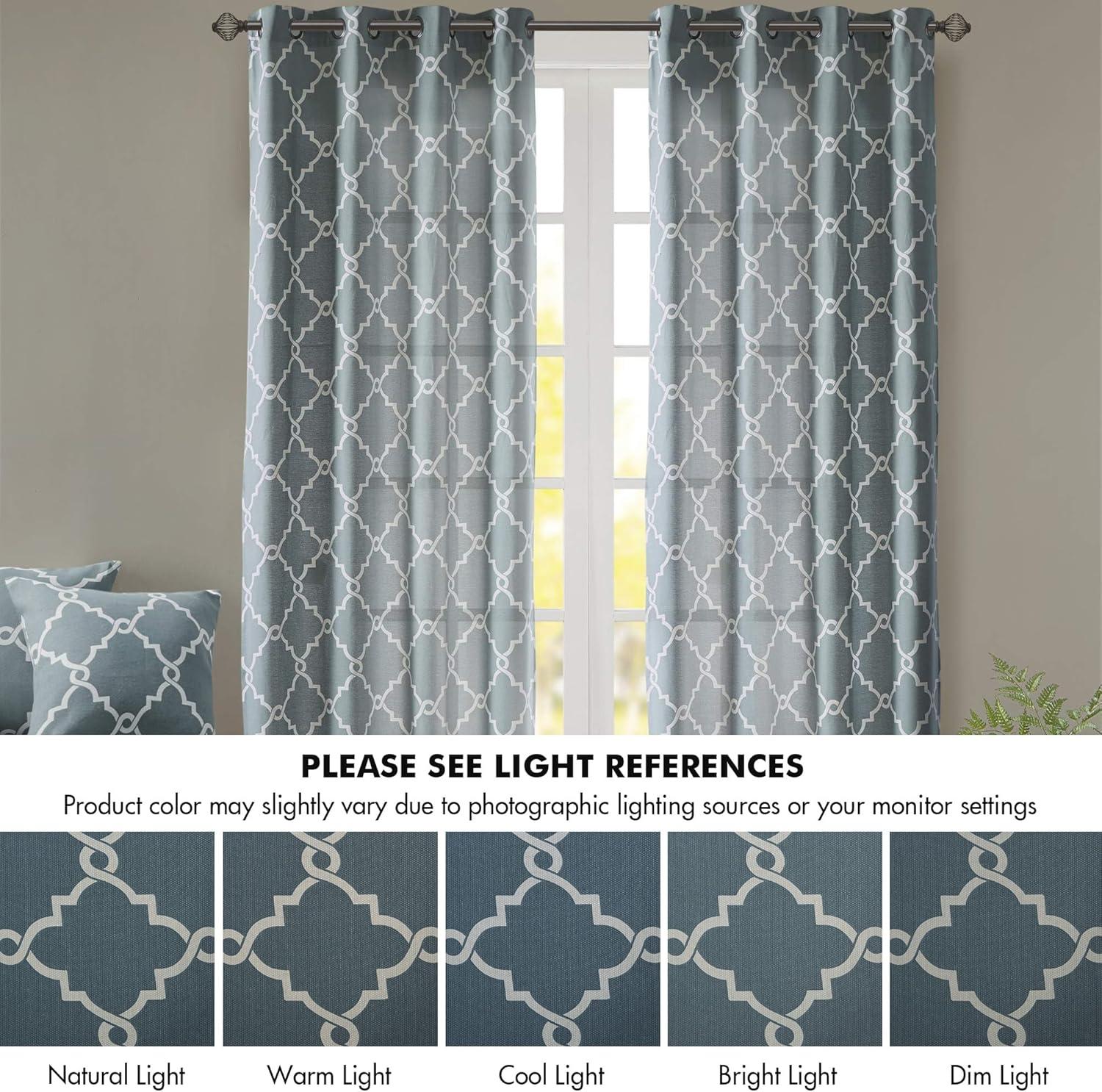 Fretwork Print Grommet Top Window Curtain Panel