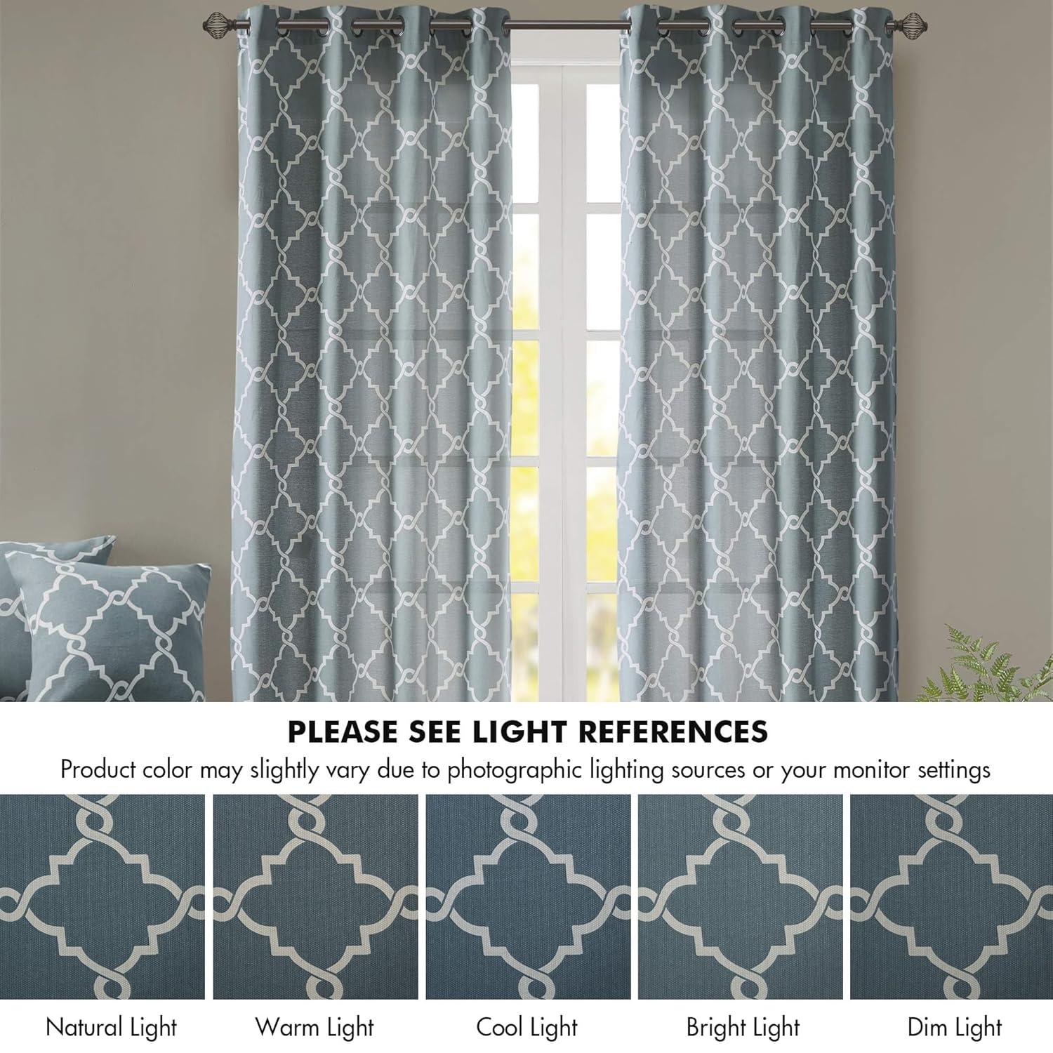 Madison Park Fretwork Print Grommet Top Window Curtain Panel