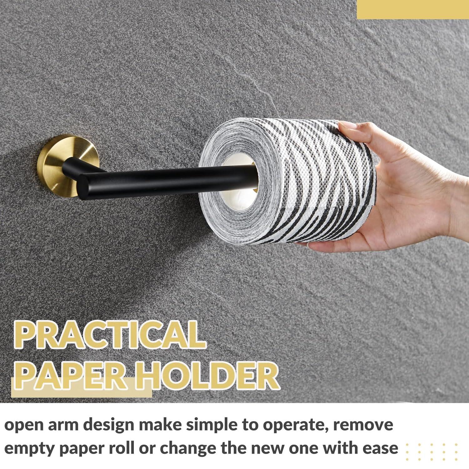 LANFENG Matte Black Double Post Pivoting Wall Mounted Stainless Steel Toilet Paper Holder for Bathroom RV  by RARXTR