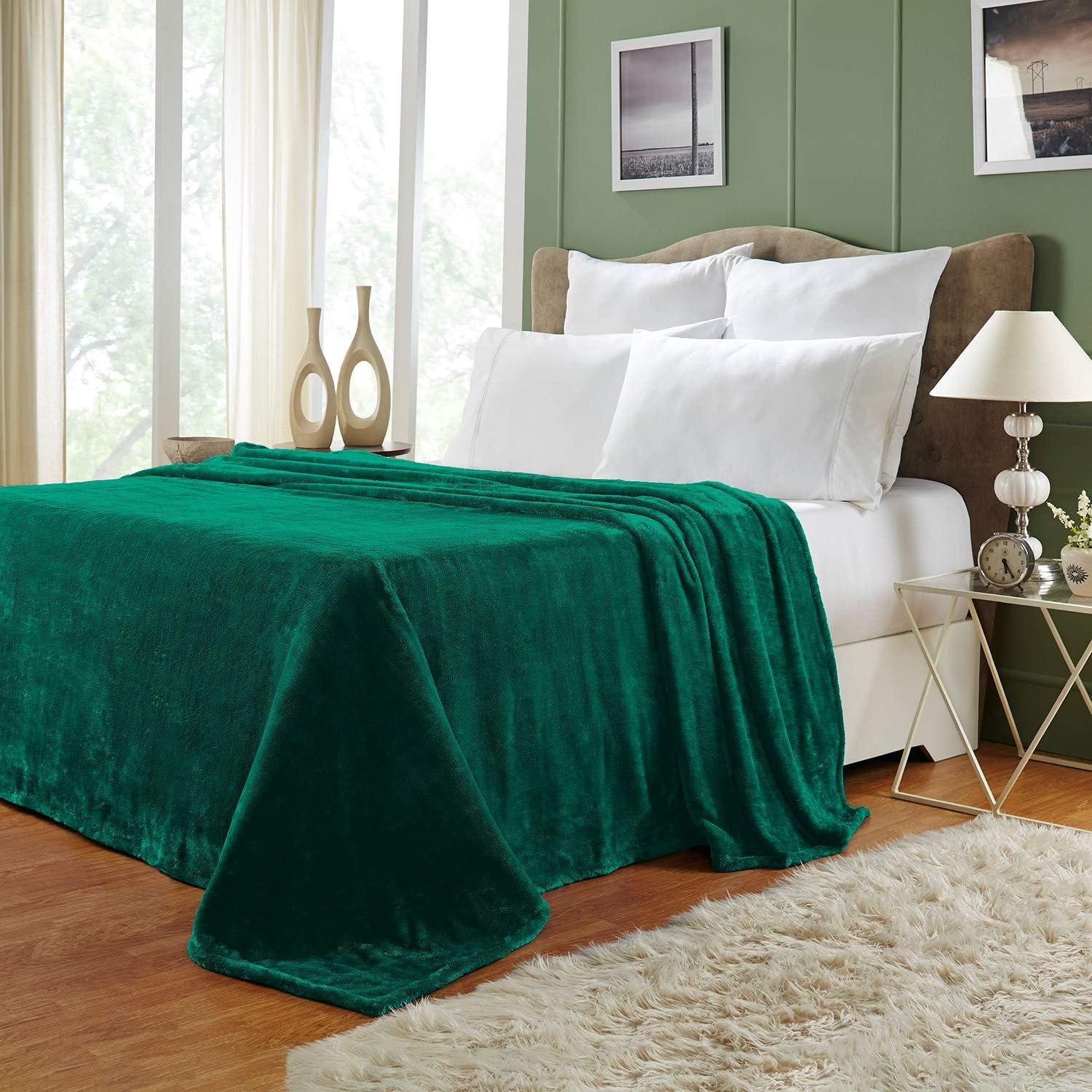 Superior Super Soft Plush Fleece Blanket, Adult/Teen, Throw 50" x 60", Evergreen