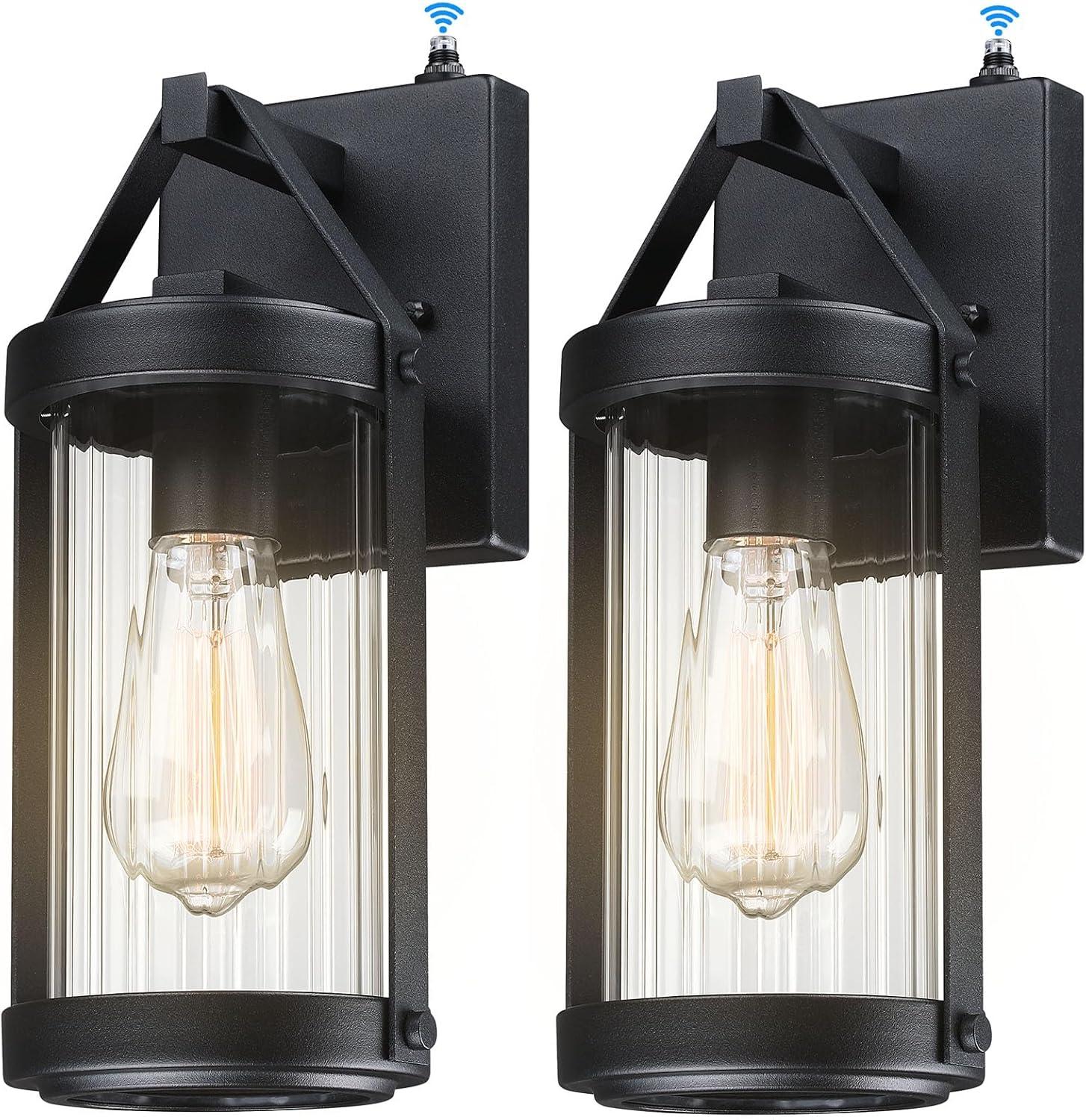 Black Matte Plug-In Lantern Sconce with Clear Glass