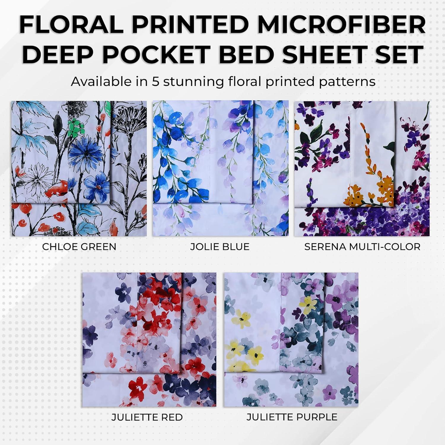 Azores Home Microfiber Floral Sheet Set